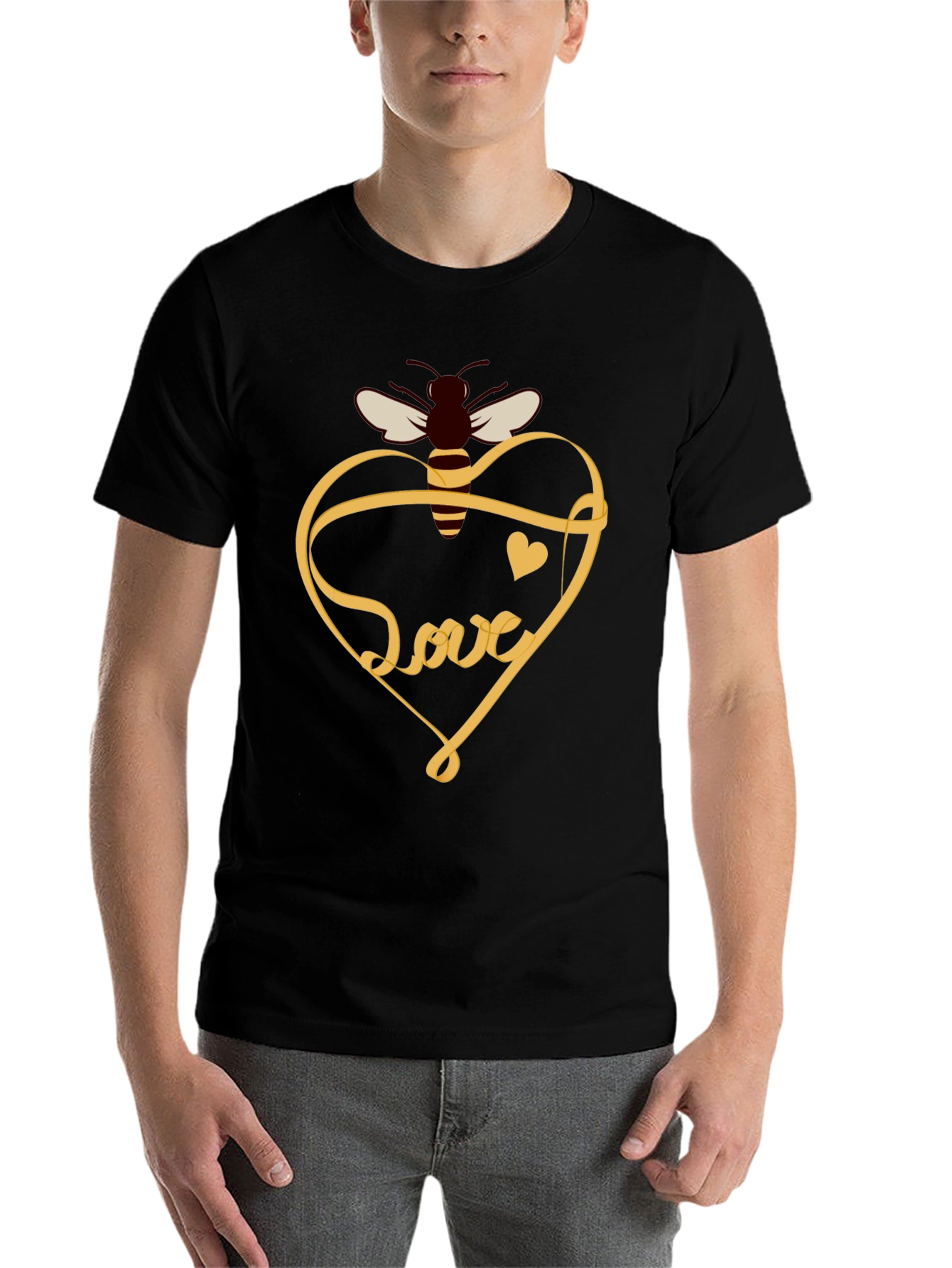 Black Bee Love T-Shirt: Sweet Heart Design view 7