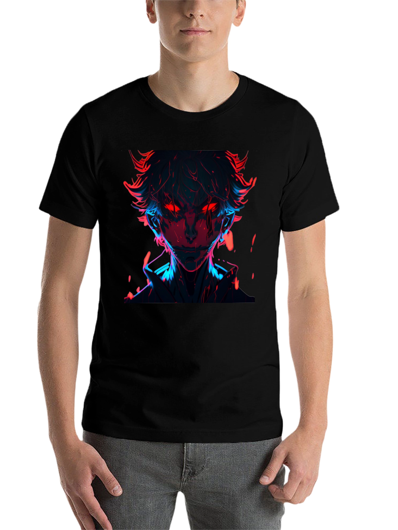 Black Neon Anime Graphic T-Shirt - Cool Streetwear Tee view 7