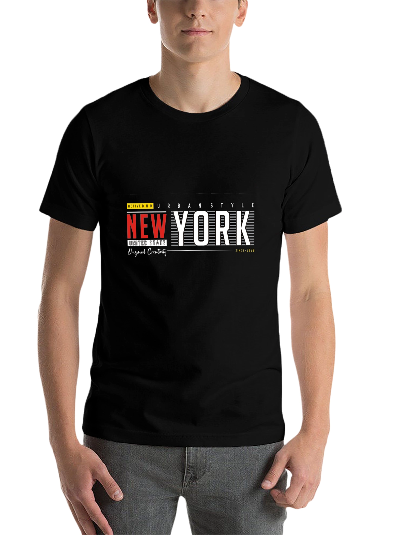 Black New York Urban Style Graphic Print T-Shirt view 7