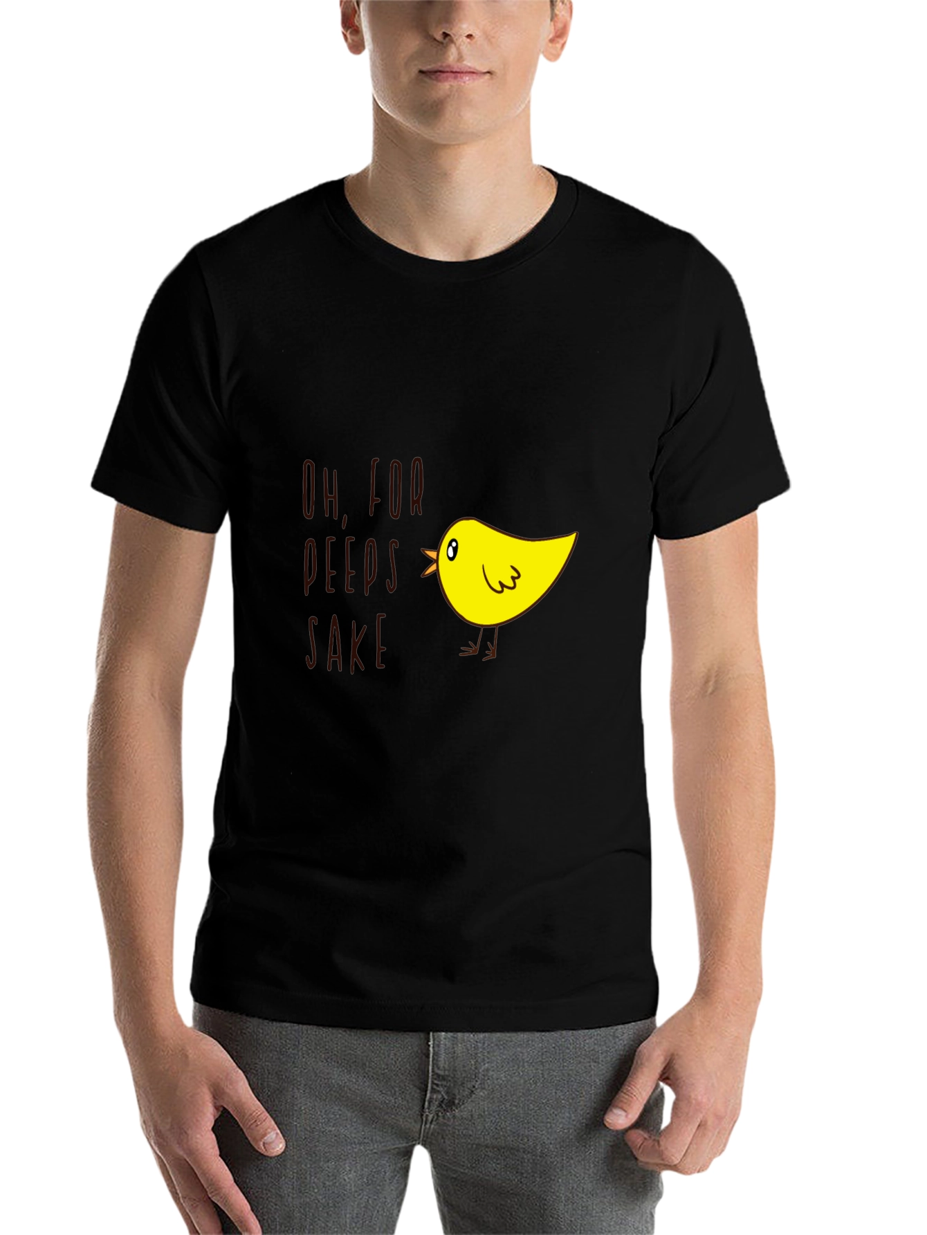 Black Funny Chick T-Shirt - "Oh, For Peep's Sake!" view 7