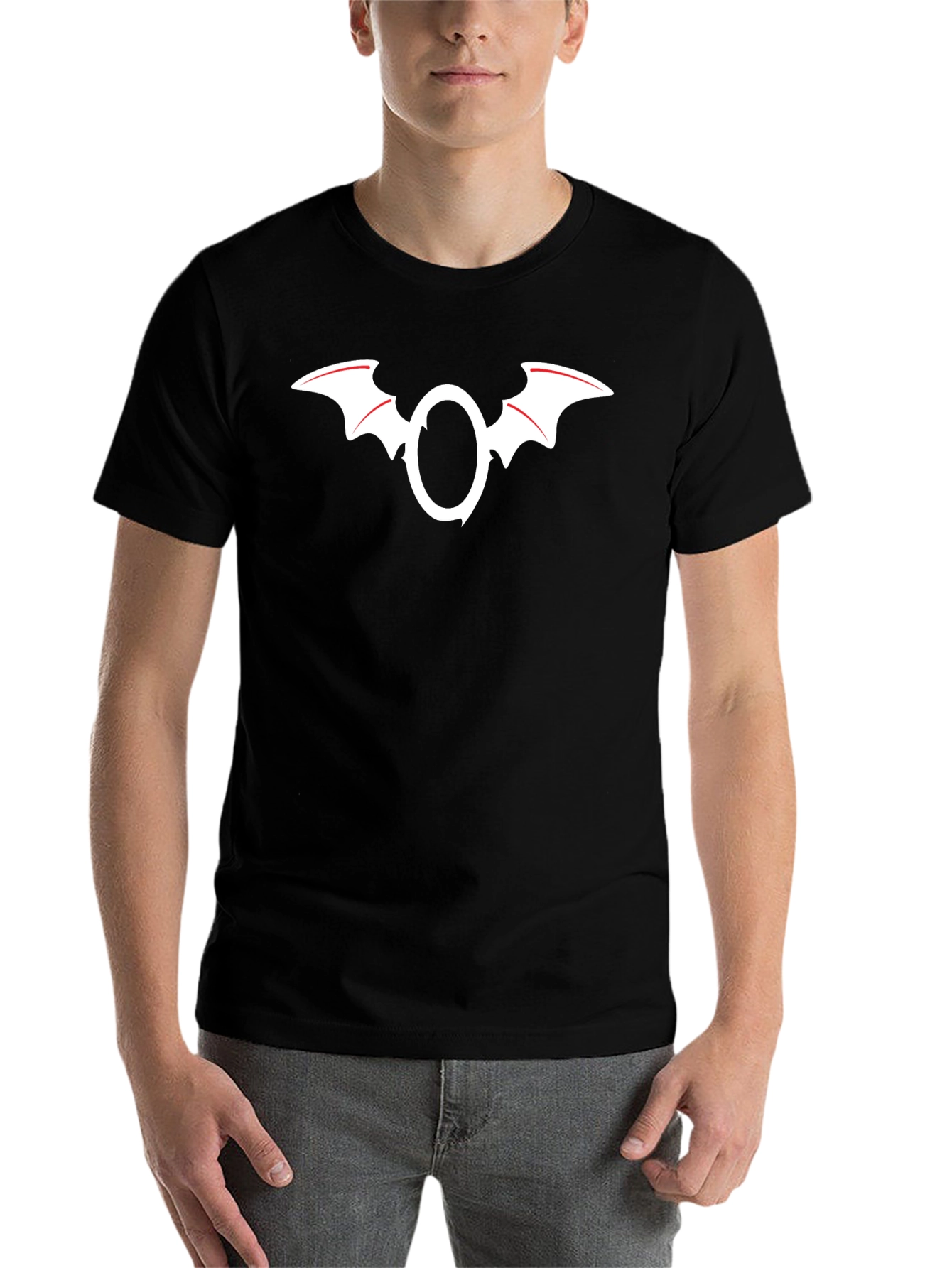 Black Bat Wing O T-Shirt - Unique Gothic Design view 7