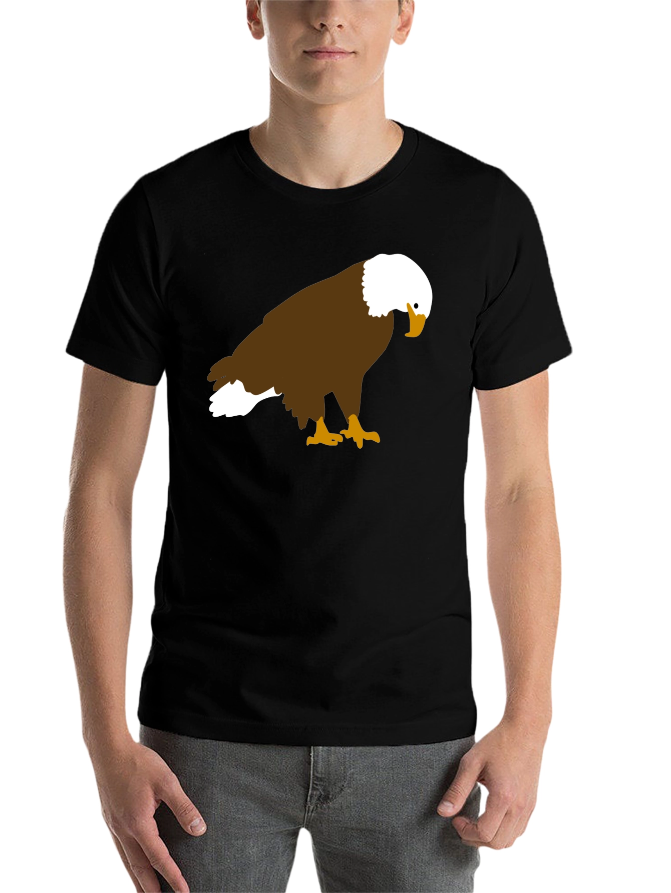 Black Bald Eagle Graphic Tee - Black Cotton Blend view 7
