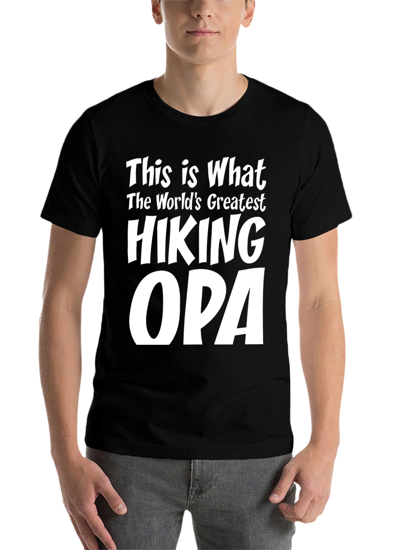 Black Hiking Opa T-Shirt - World's Greatest Hiker Grandpa Tee view 7