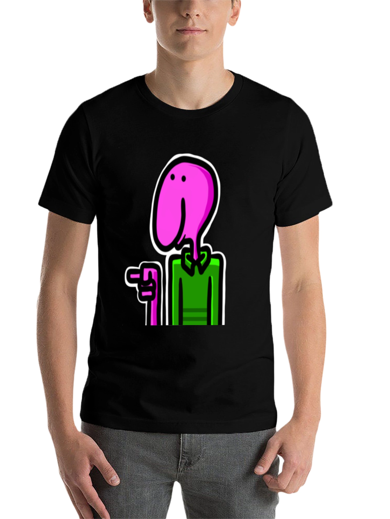 Black Cartoon Man T-Shirt view 7