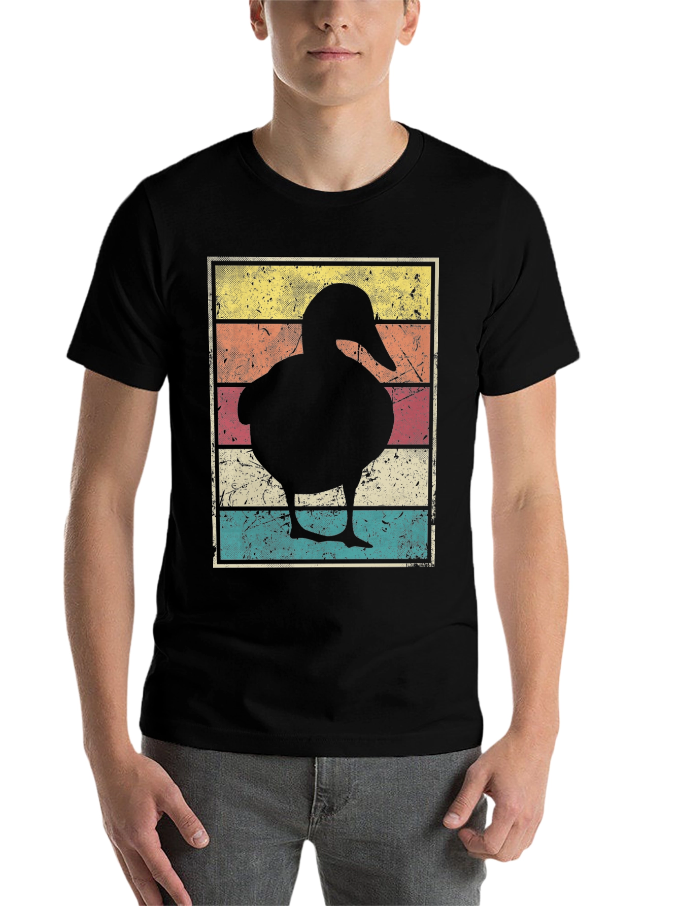 Black Retro Duck Graphic Tee view 7