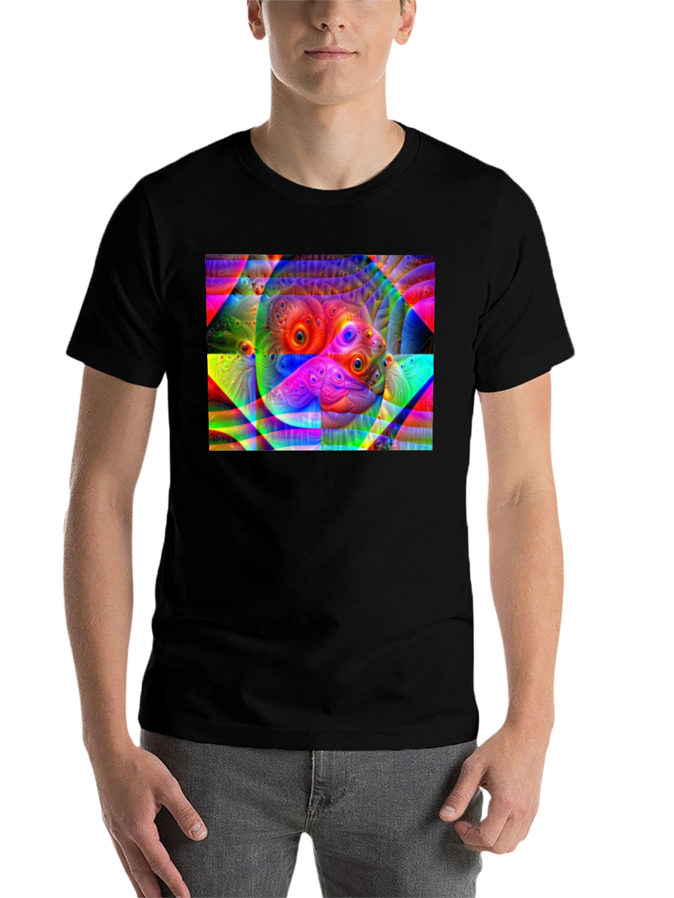 Black Eye-Catching Abstract Graphic Black T-Shirt view 7