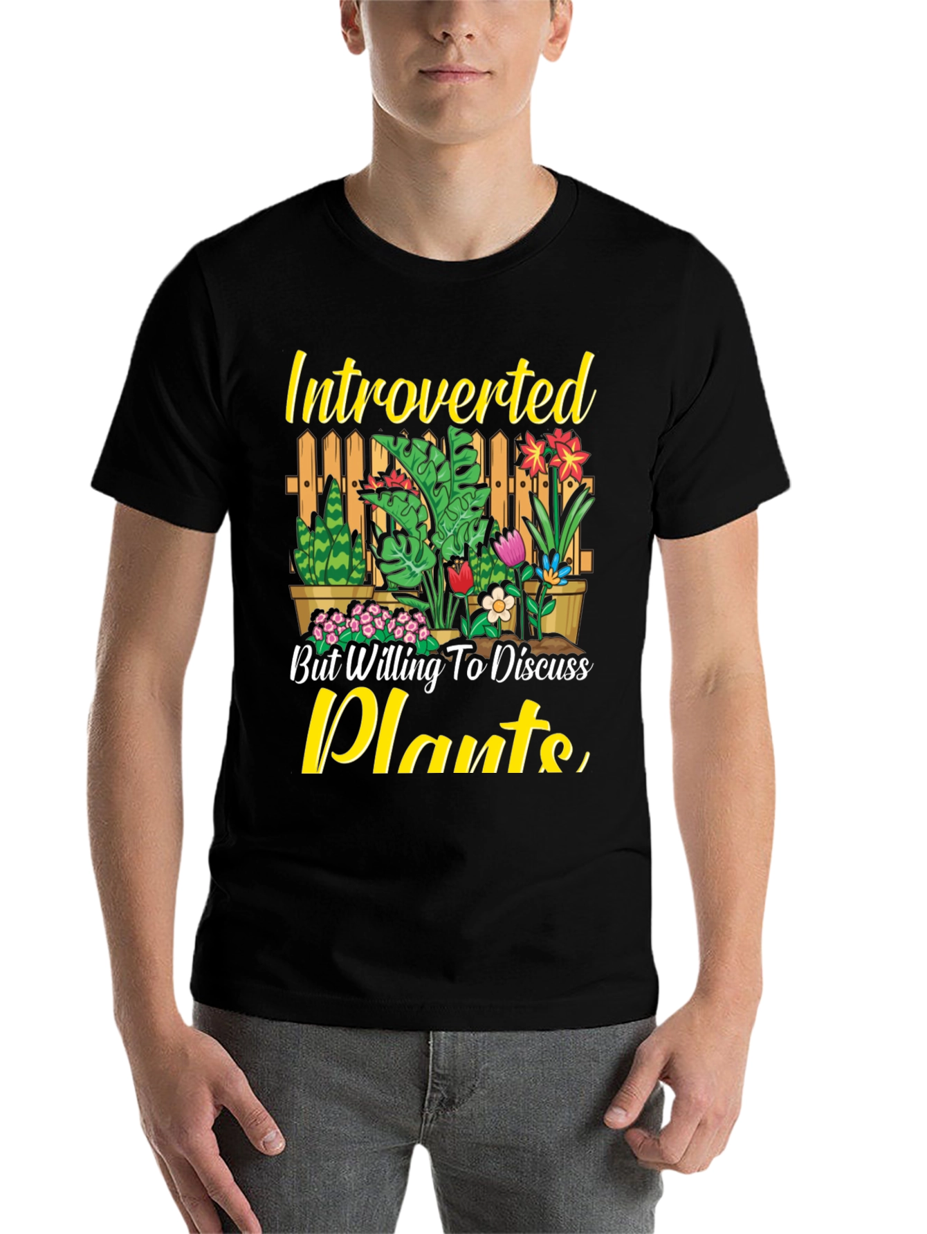 Black Introverted Plants Graphic T-Shirt view 7