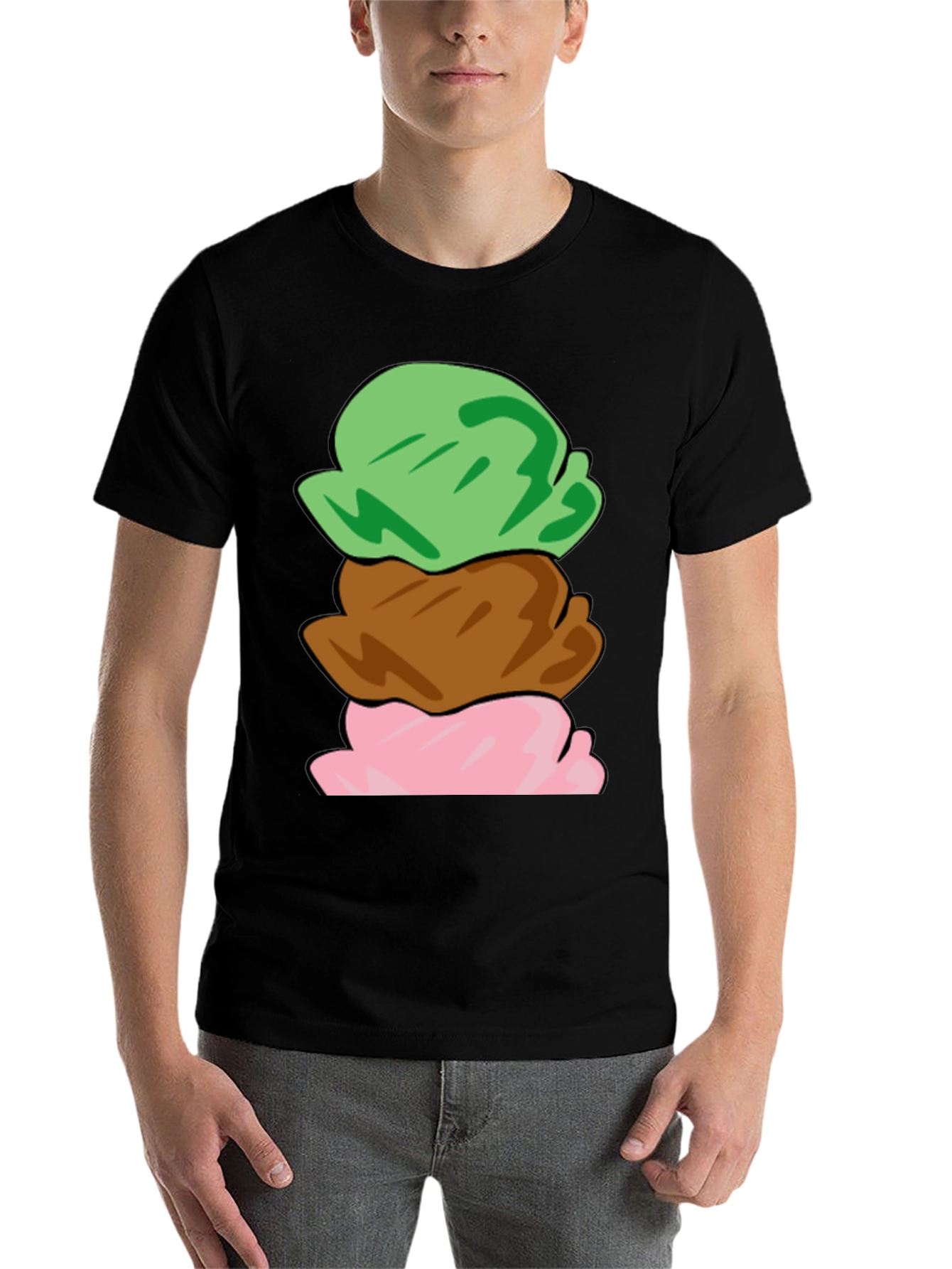 Black Ice Cream Scoop T-Shirt - Black Cotton Tee view 7