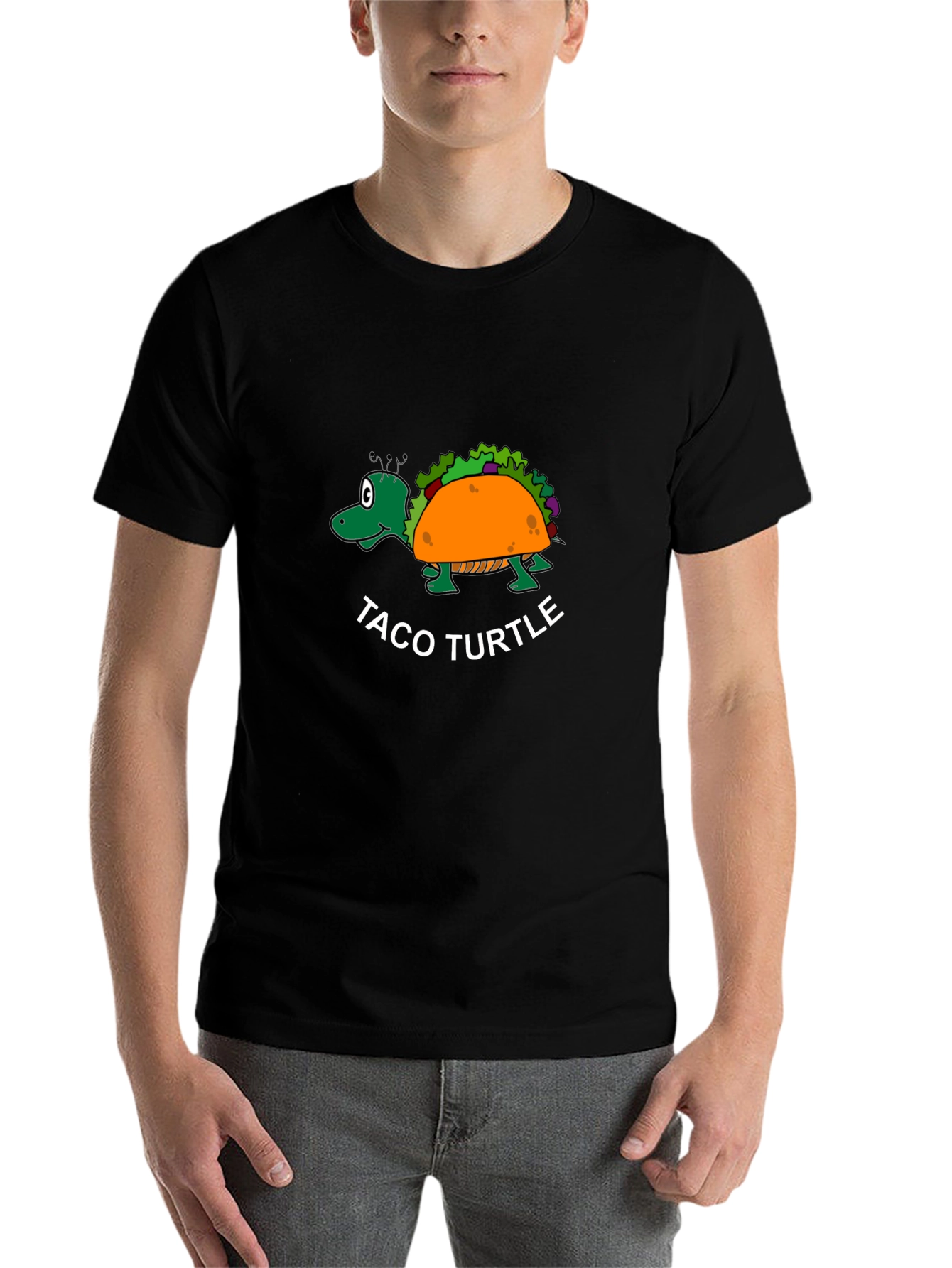 Black Taco Turtle Black T-Shirt - Funny Graphic Tee view 7
