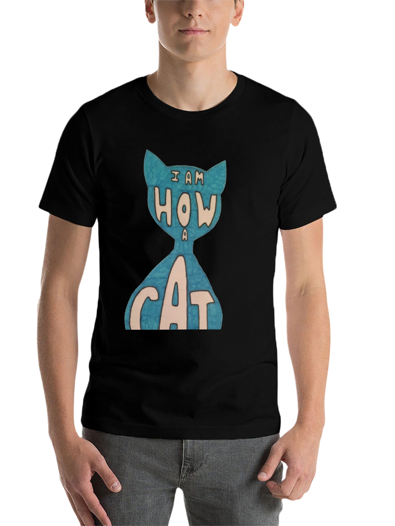 Black I Am How A Cat T-Shirt - Unique Graphic Tee view 7