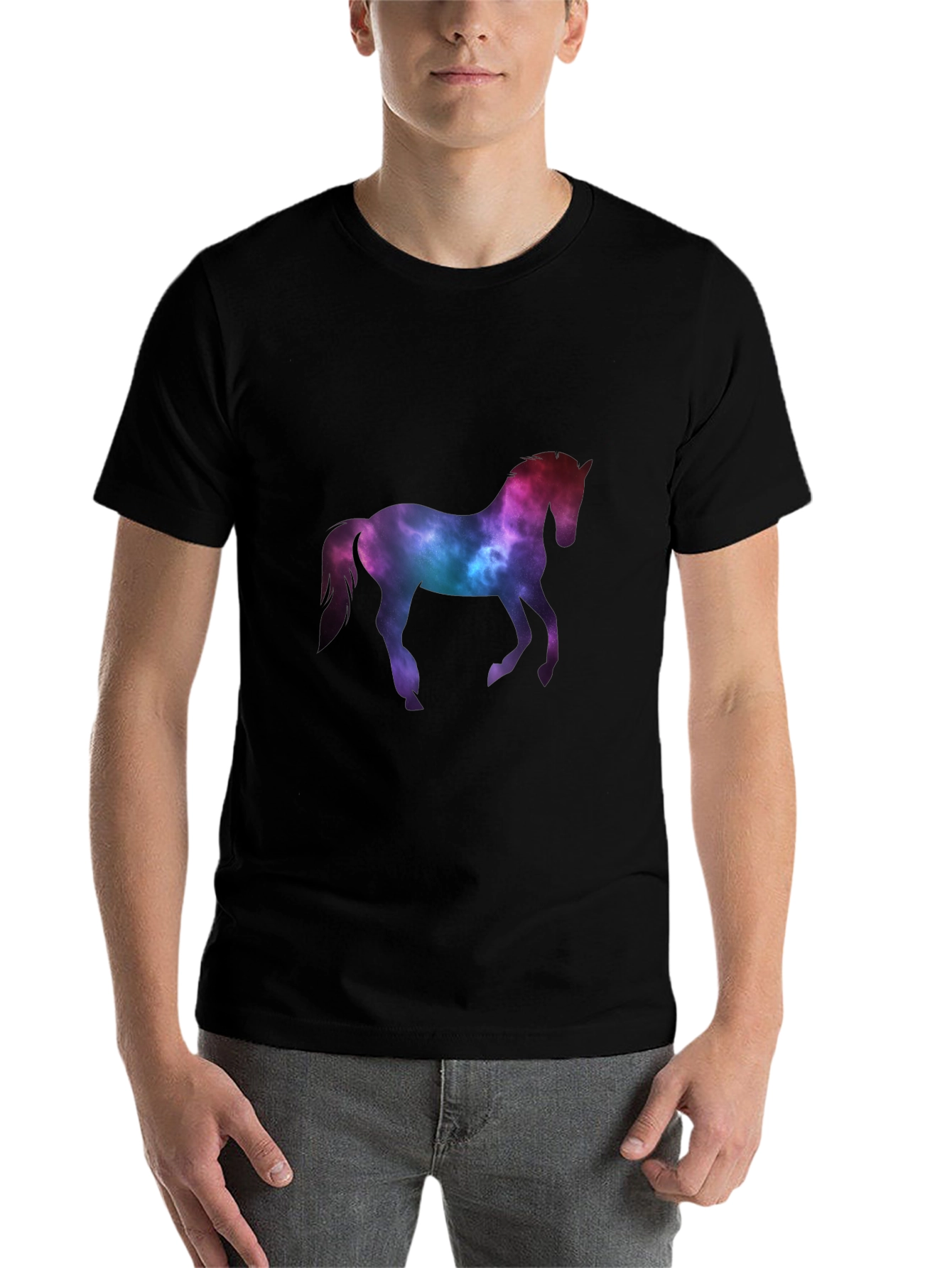 Black Cosmic Horse Graphic Tee - Black T-Shirt view 7