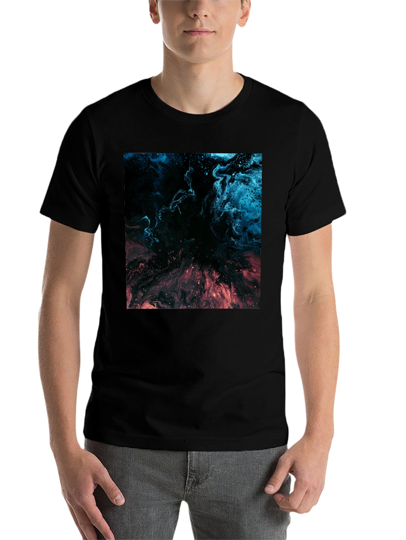 Black Abstract Nebula Graphic Black T-Shirt view 7