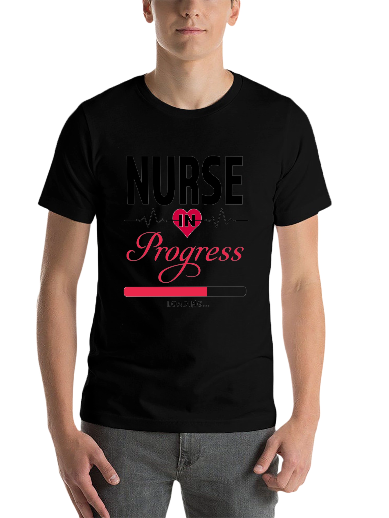 Black Nurse in Progress Loading T-Shirt view 7