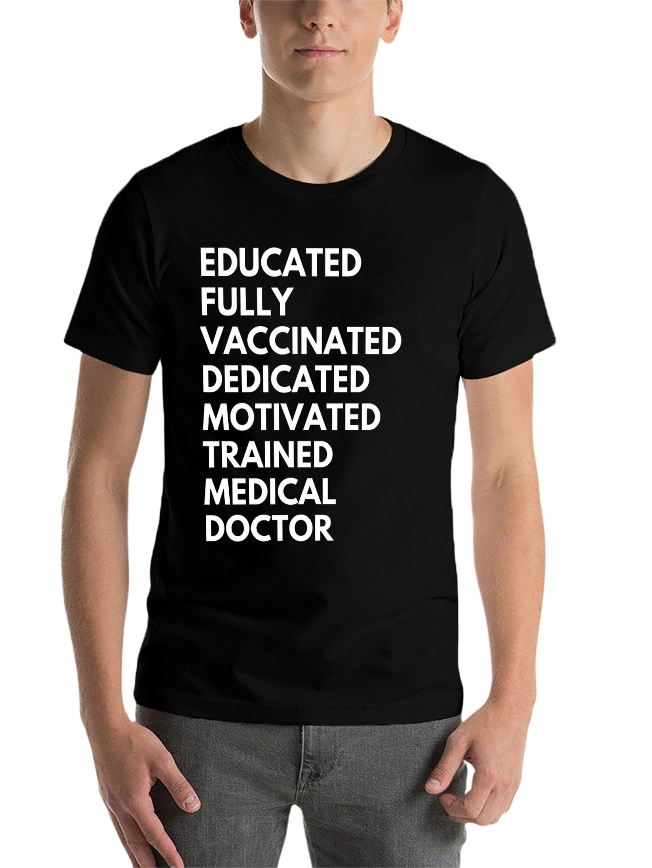 Black Educated & Vaccinated Medical Doctor T-Shirt view 7