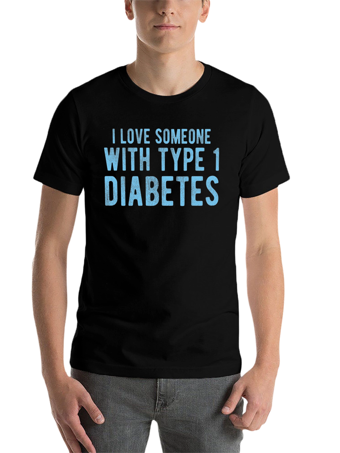 Black I Love Someone With Type 1 Diabetes T-Shirt view 7