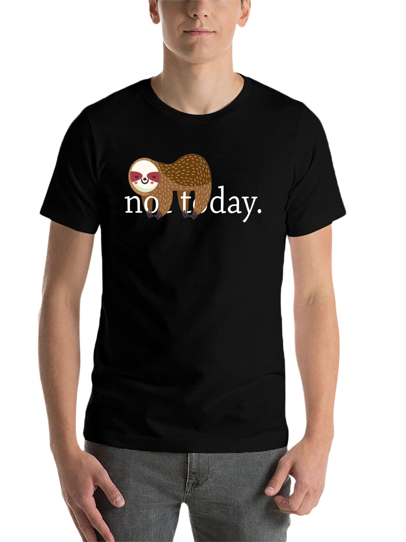Black No Today Sloth Graphic Tee - Relaxed Fit view 7
