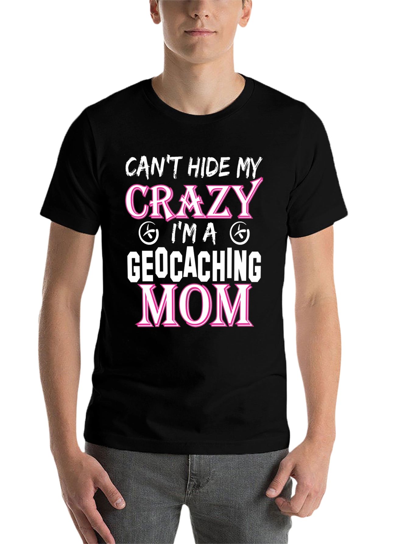 Black Crazy Geocaching Mom T-Shirt view 7