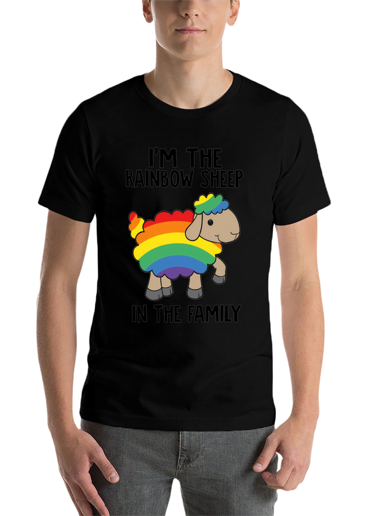 Black Rainbow Sheep T-Shirt - Pride Family Tee view 7
