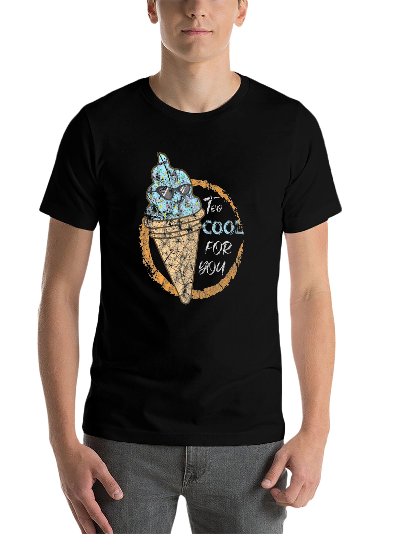 Black Too Cool For You Ice Cream Graphic Tee - Black view 7