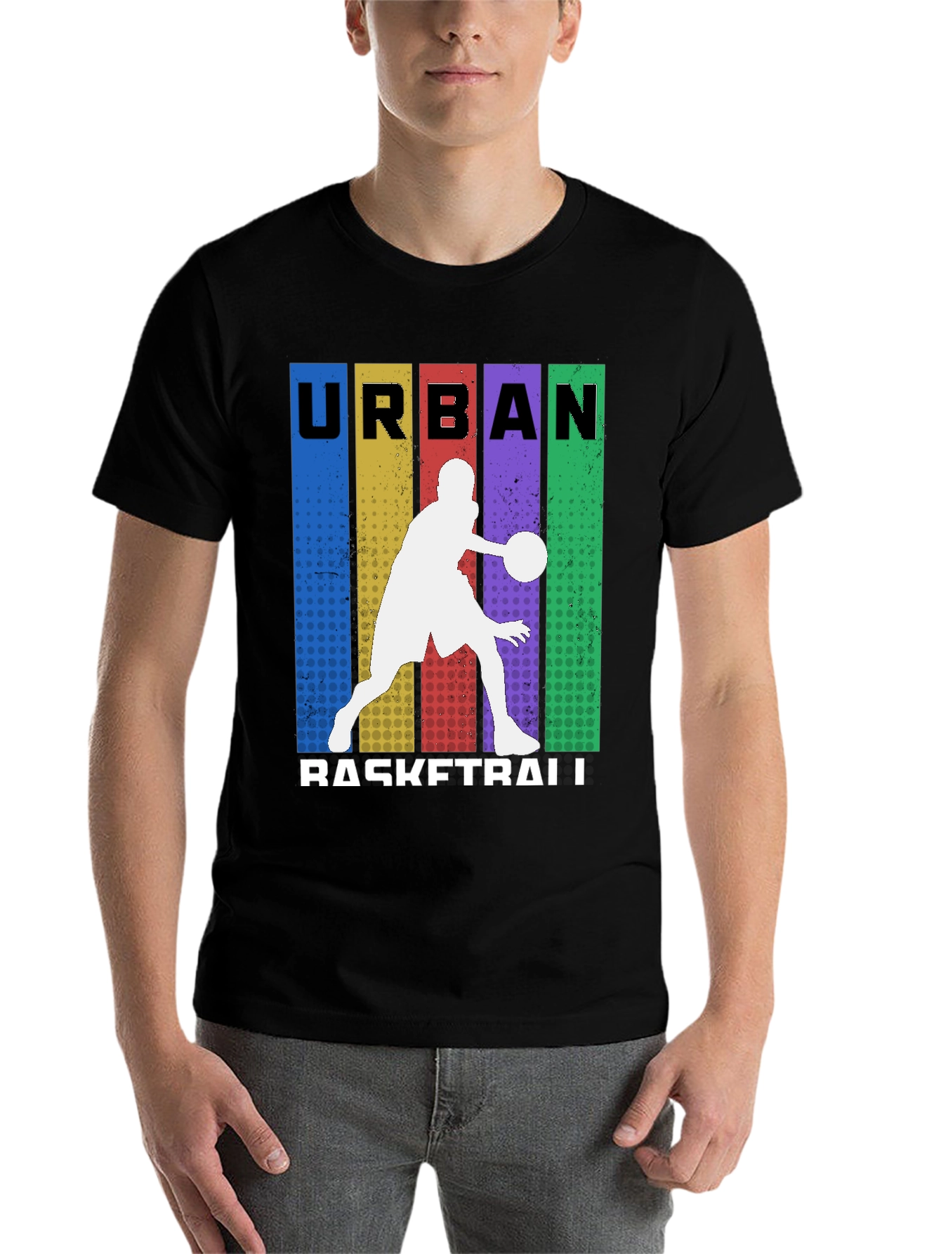 Black Urban Basketball Graphic Tee - Black view 7