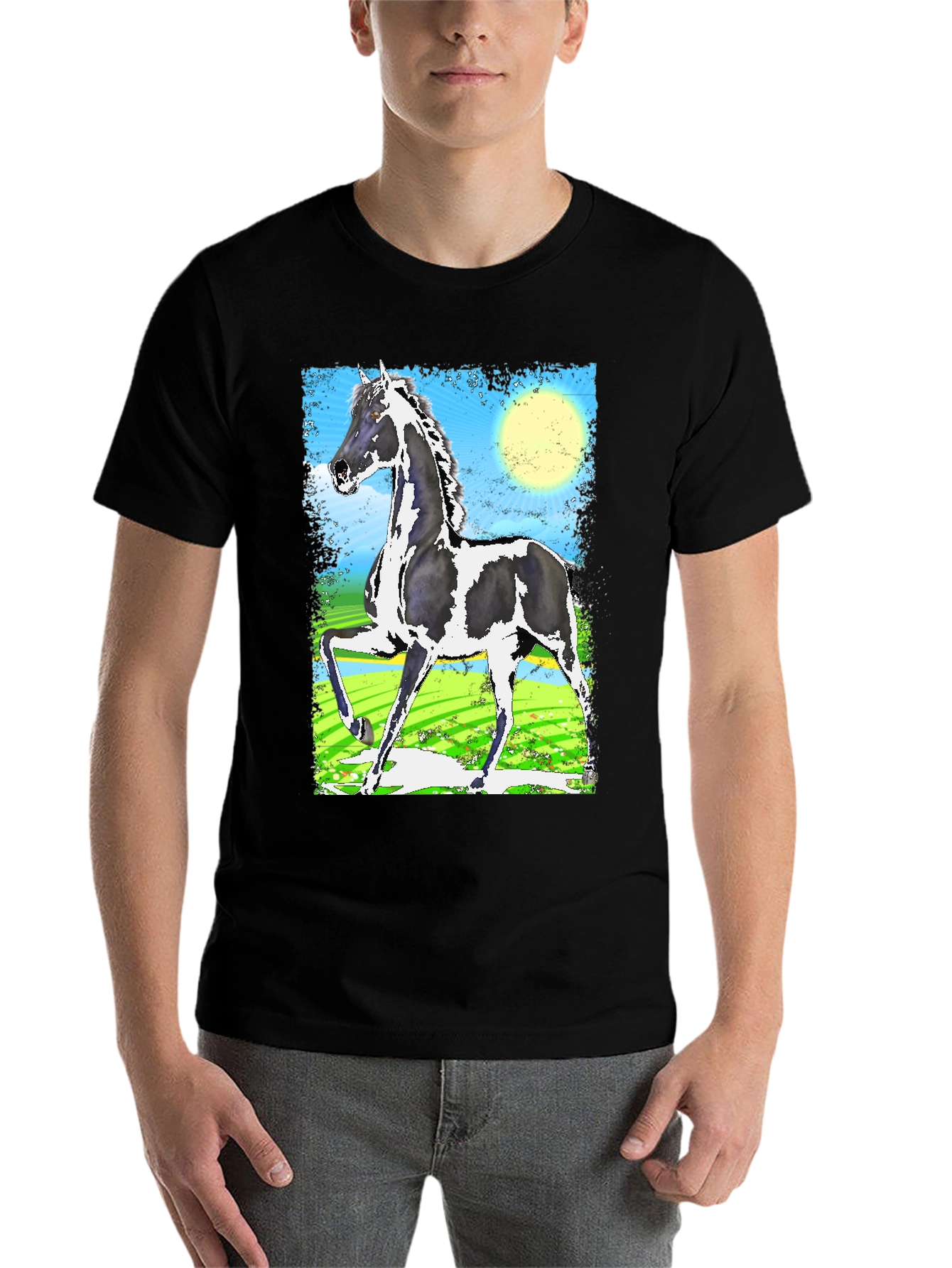 Black Black Graphic Tee - Horse Art Print view 7
