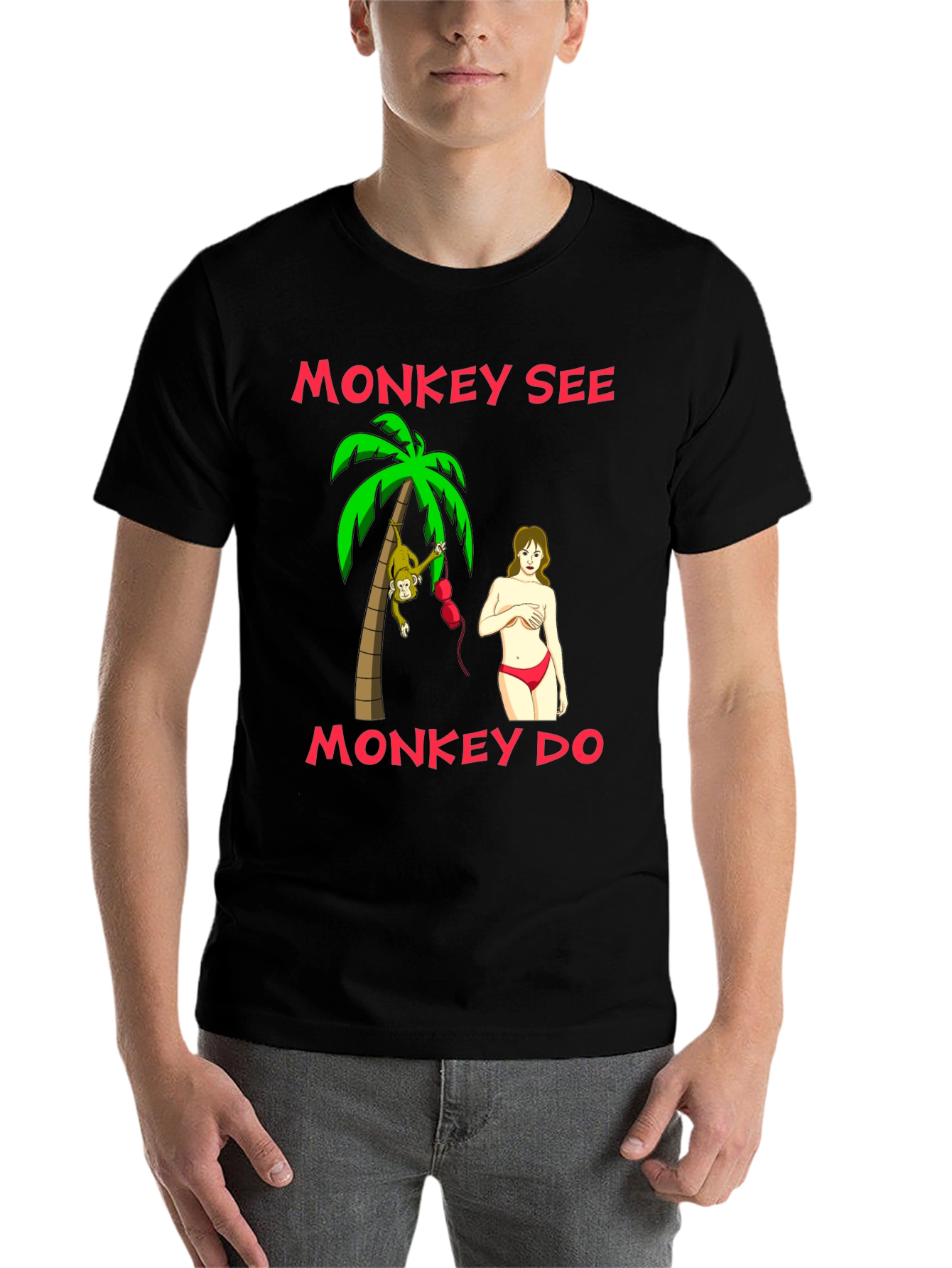 Black Monkey See Monkey Do Graphic T-Shirt view 7