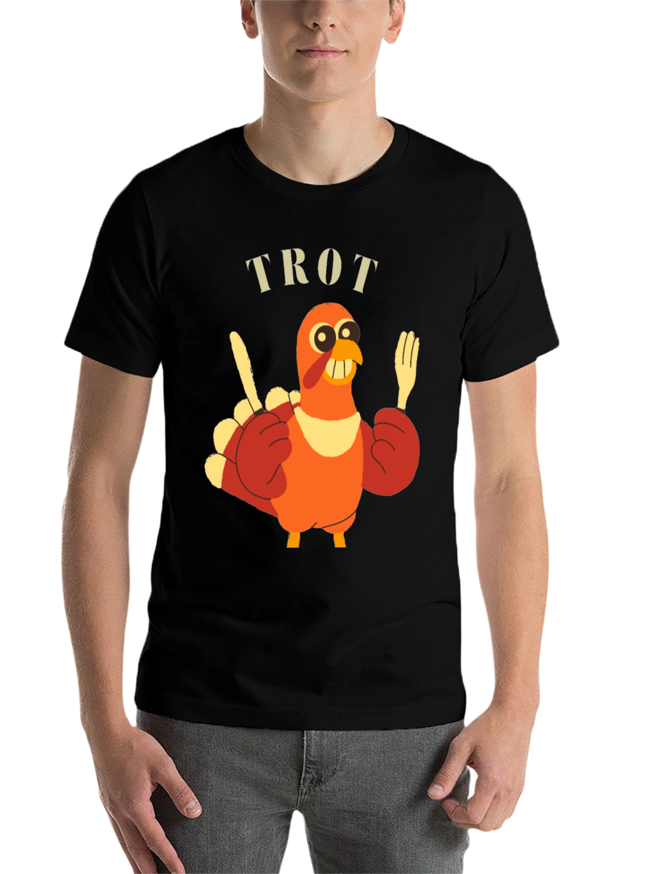 Black Funny Turkey Trot T-Shirt view 7