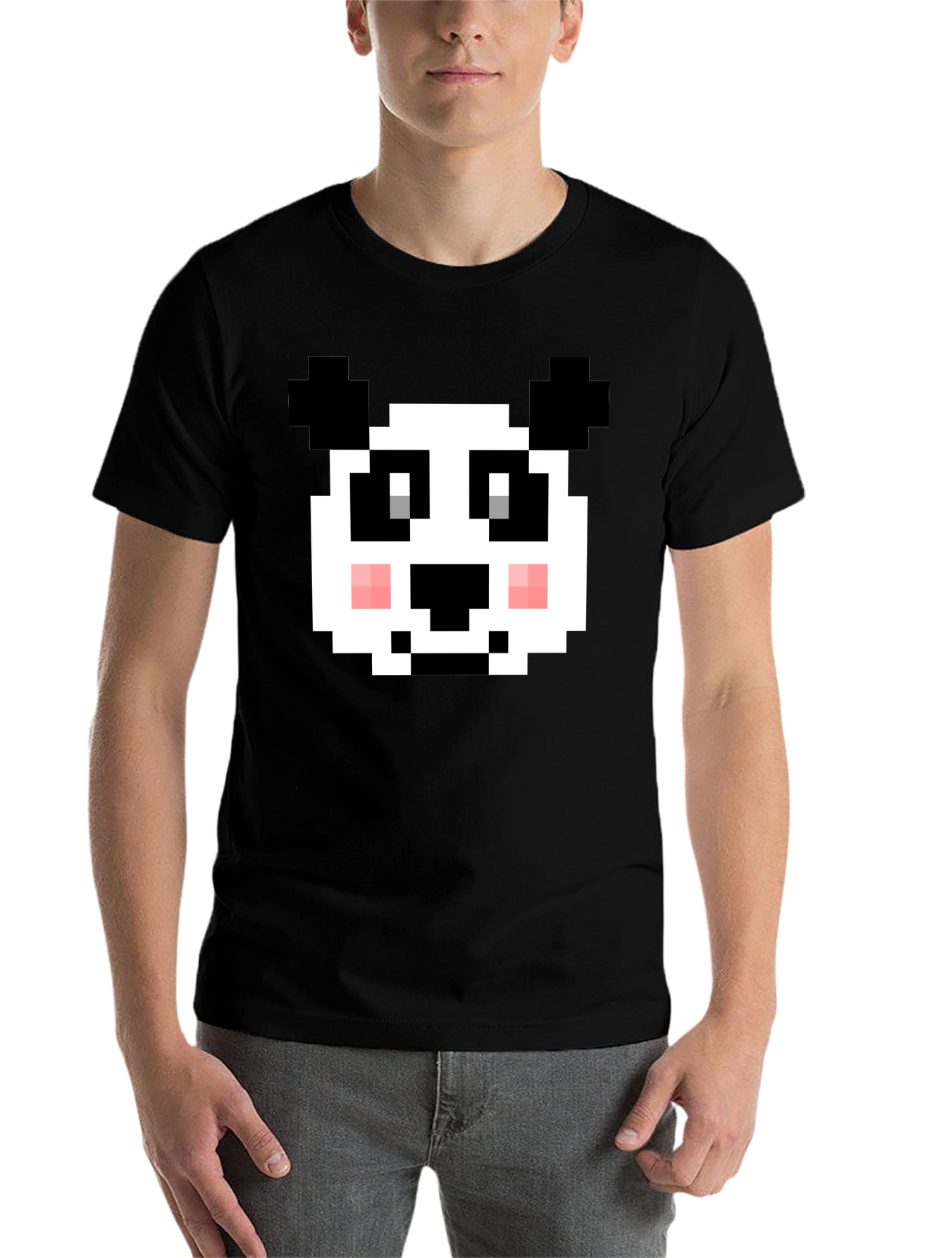 Black Pixel Panda T-Shirt - Gamer Style view 7