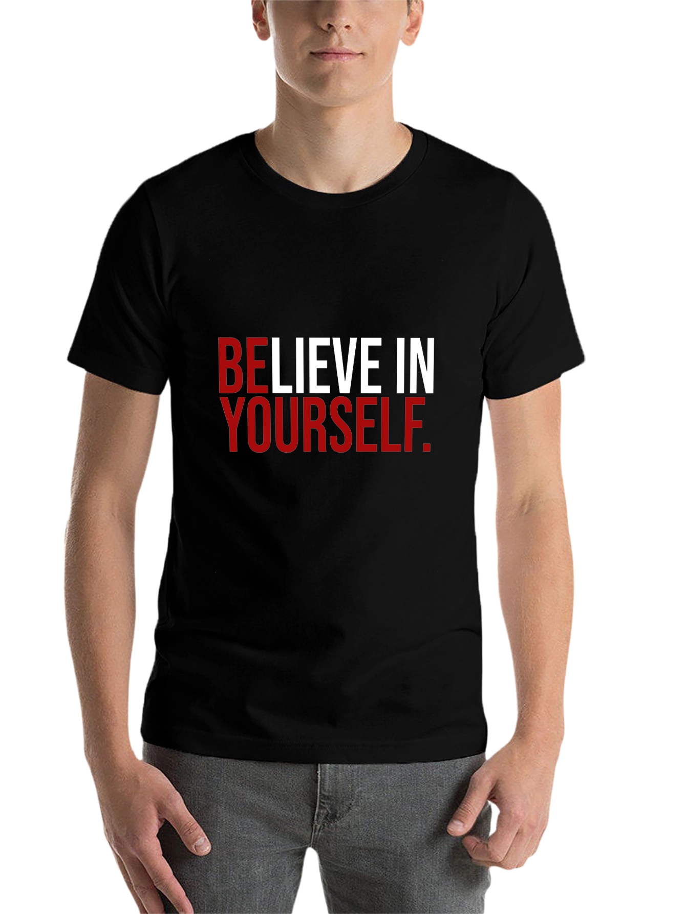 Black Believe in Yourself Black Graphic Tee view 7
