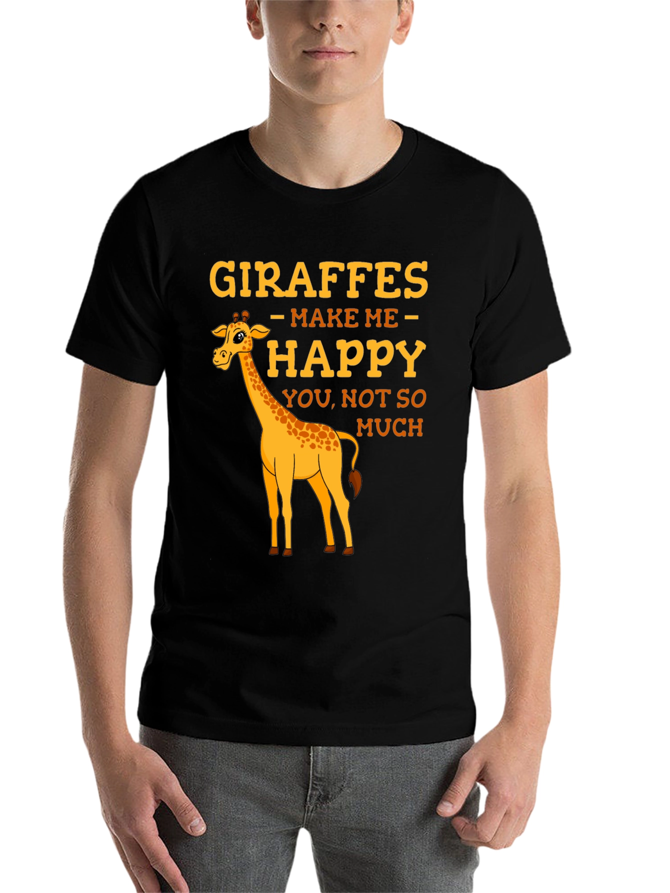 Black Giraffe T-Shirt: Makes Me Happy Graphic Tee view 7