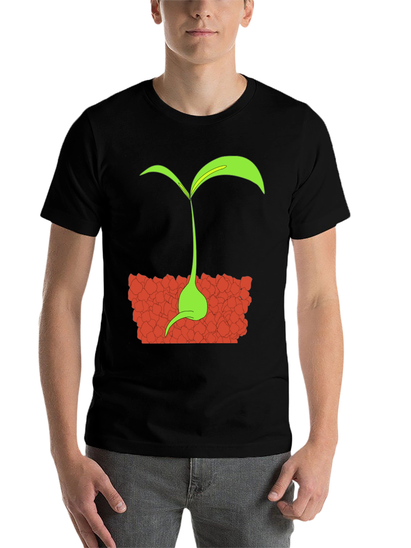 Black Sprout Graphic Tee - Black Cotton T-Shirt view 7