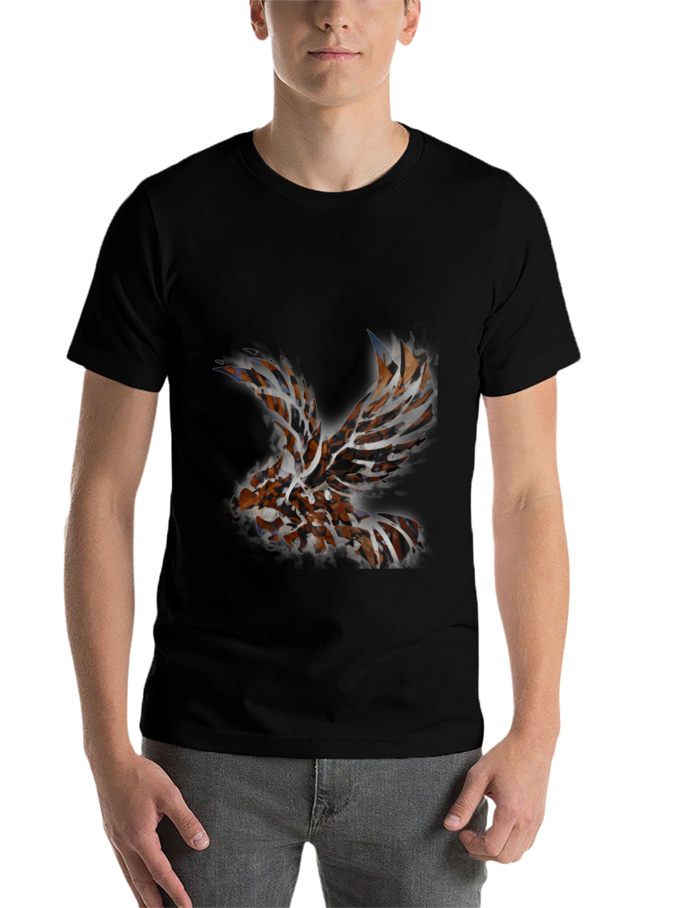 Black Abstract Eagle Graphic Tee view 7