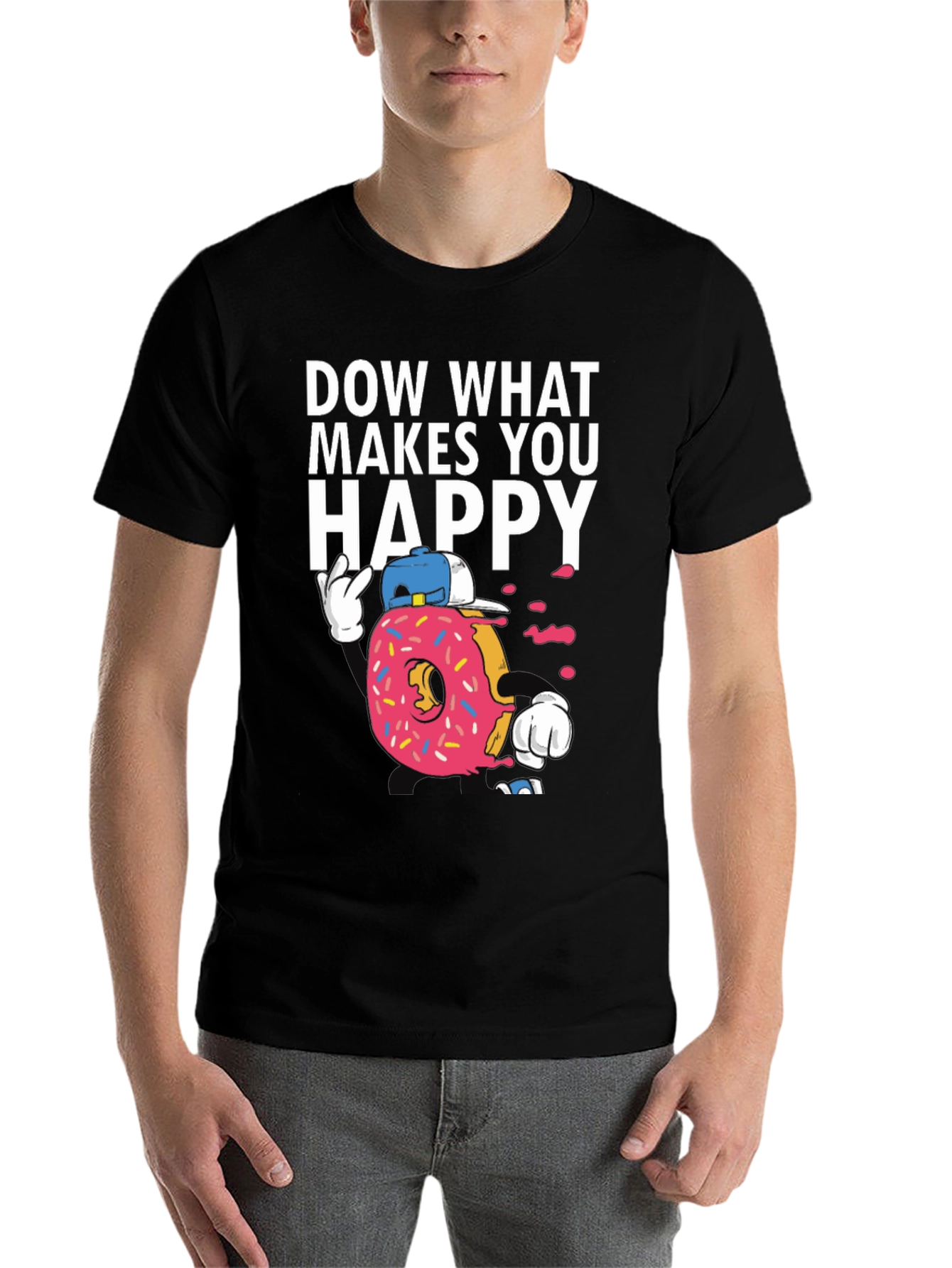 Black Funny Donut Graphic T-Shirt - Do What Makes You Happy view 7
