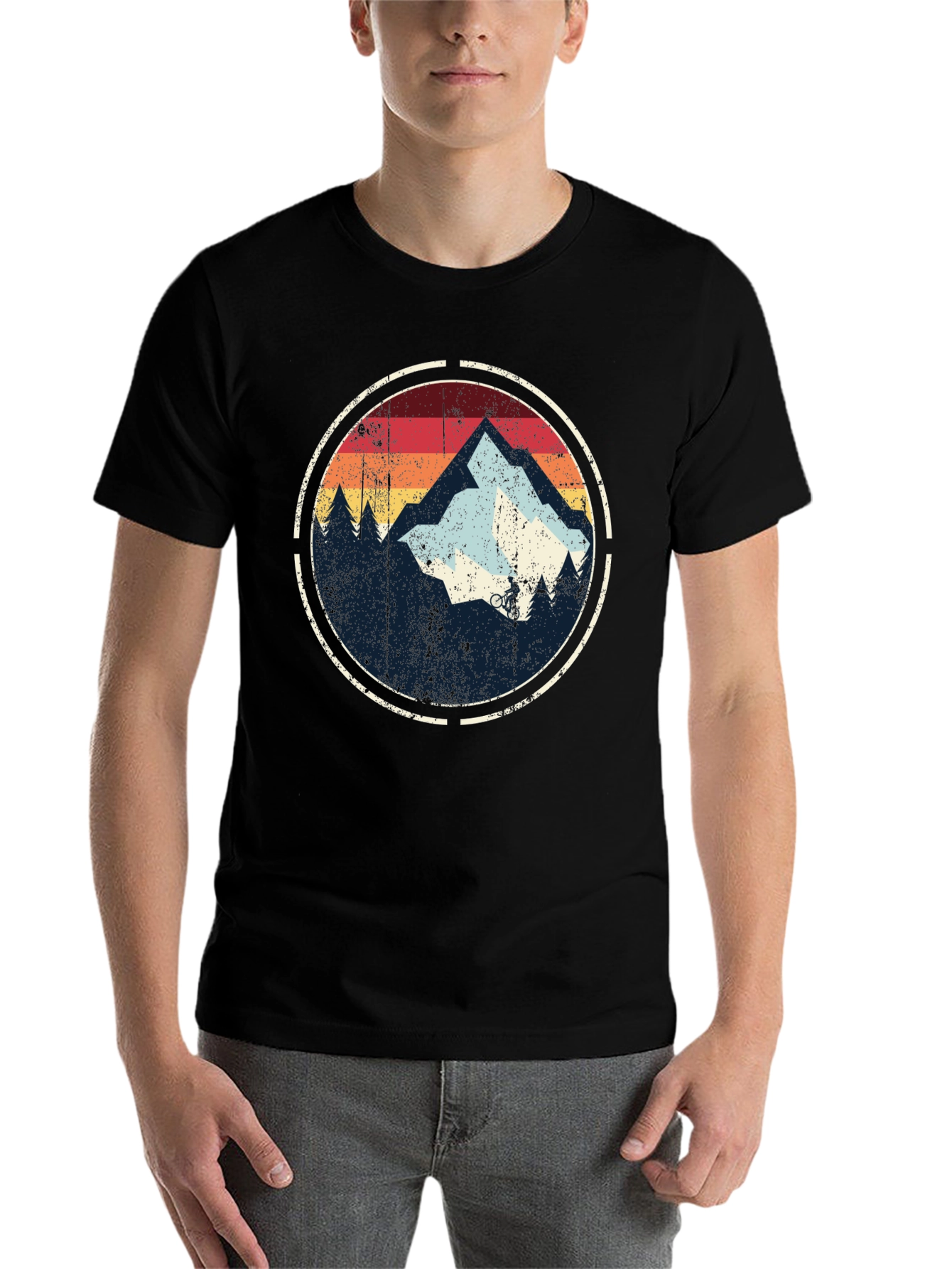 Black Mountain Biking Retro Graphic T-Shirt view 7