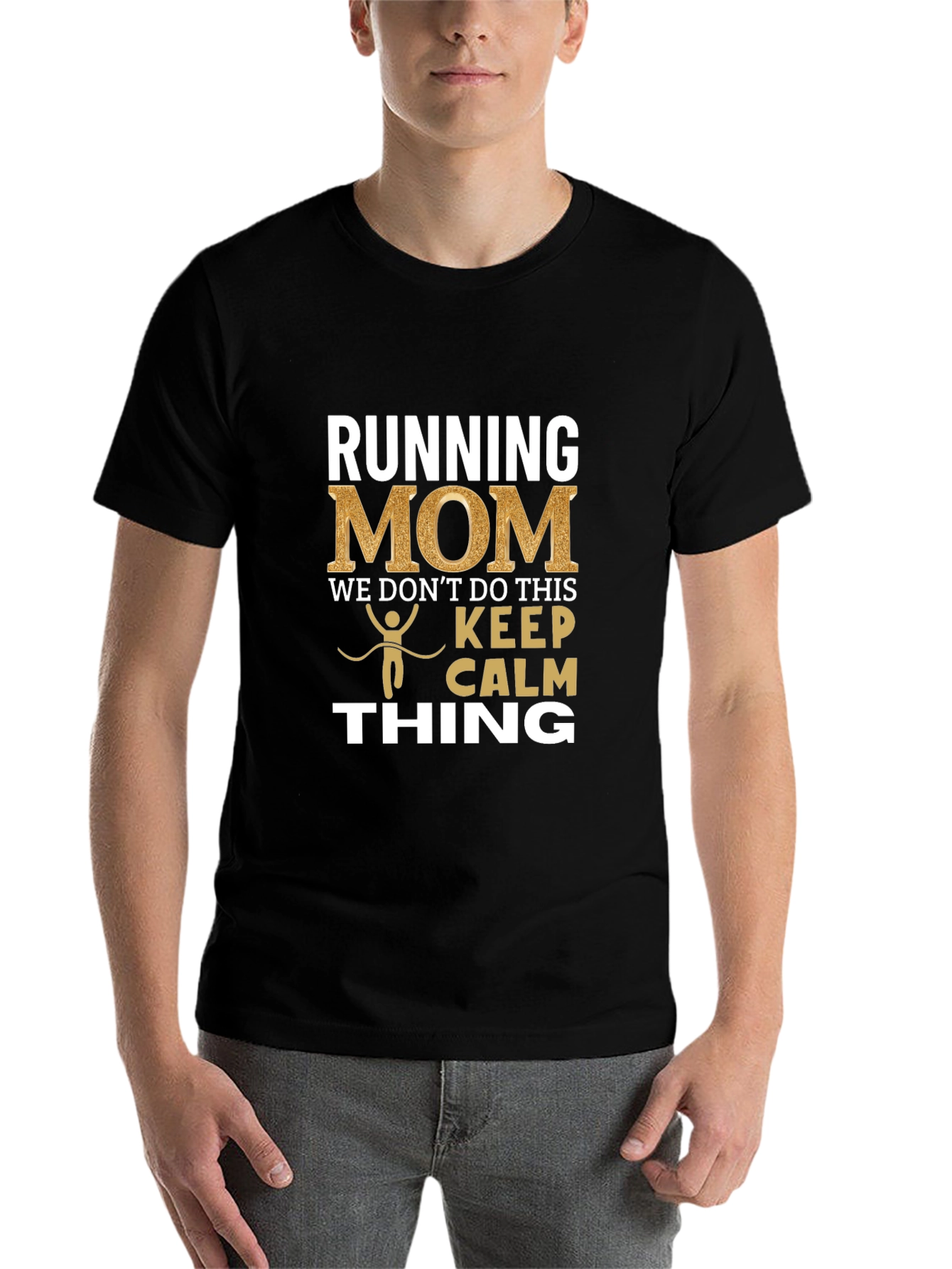 Black Running Mom T-Shirt - Keep Calm Thing view 7