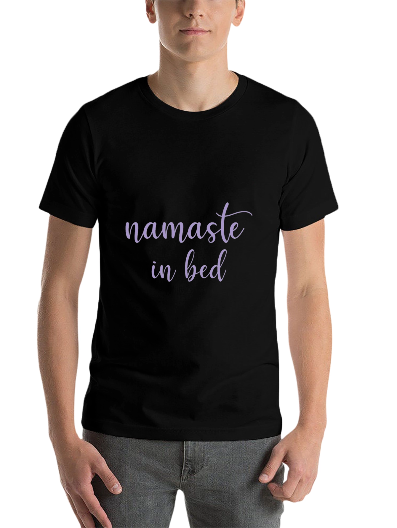 Namaste in Bed Black Graphic T-Shirt - 7