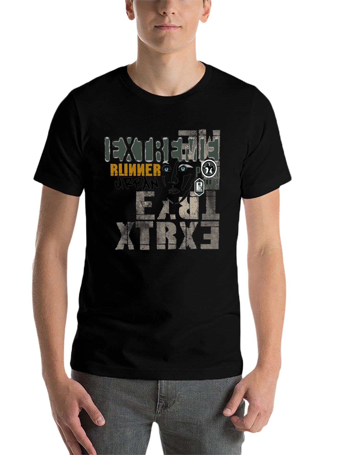 Black Extreme Runner Urban Graphic Print T-Shirt view 7