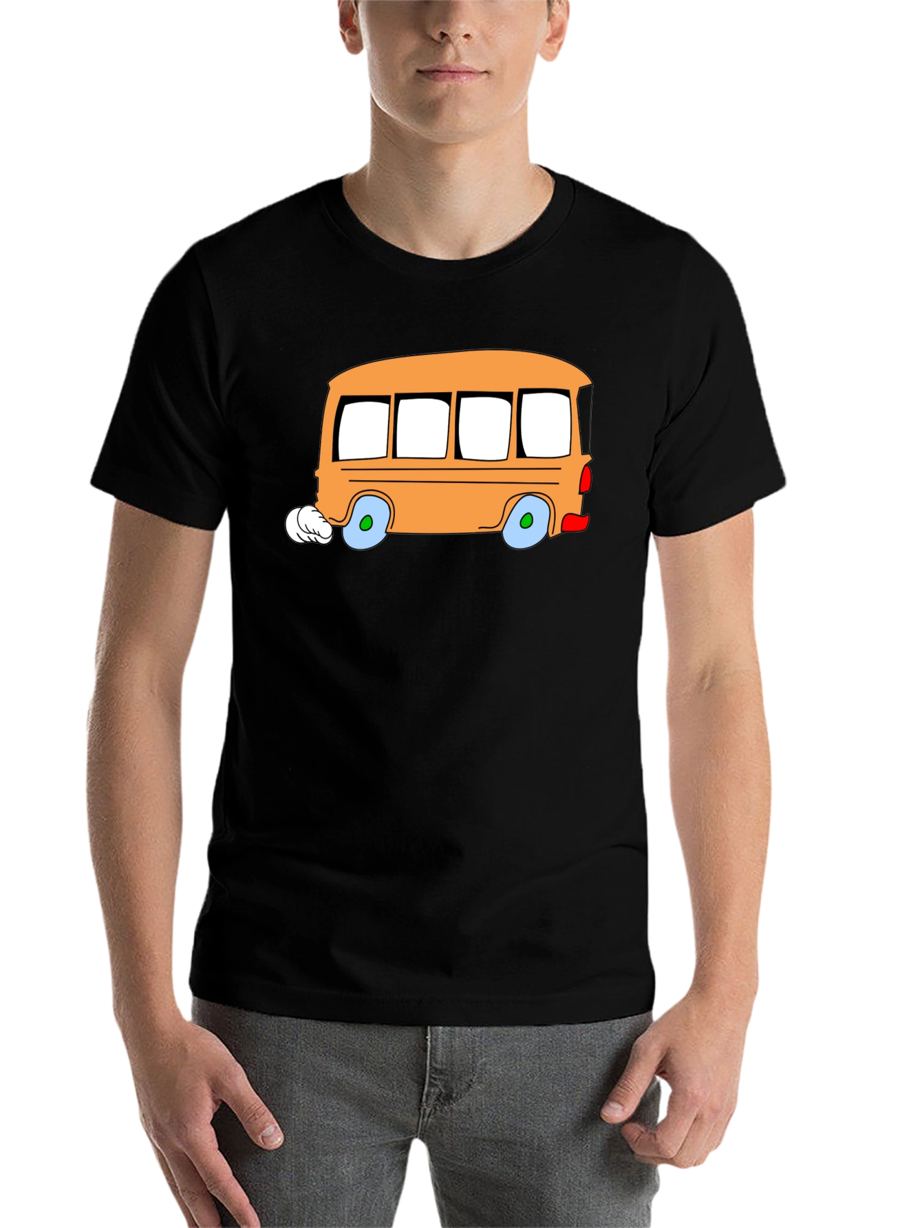 Black Cartoon Bus Graphic Tee - Fun & Unique Design view 7
