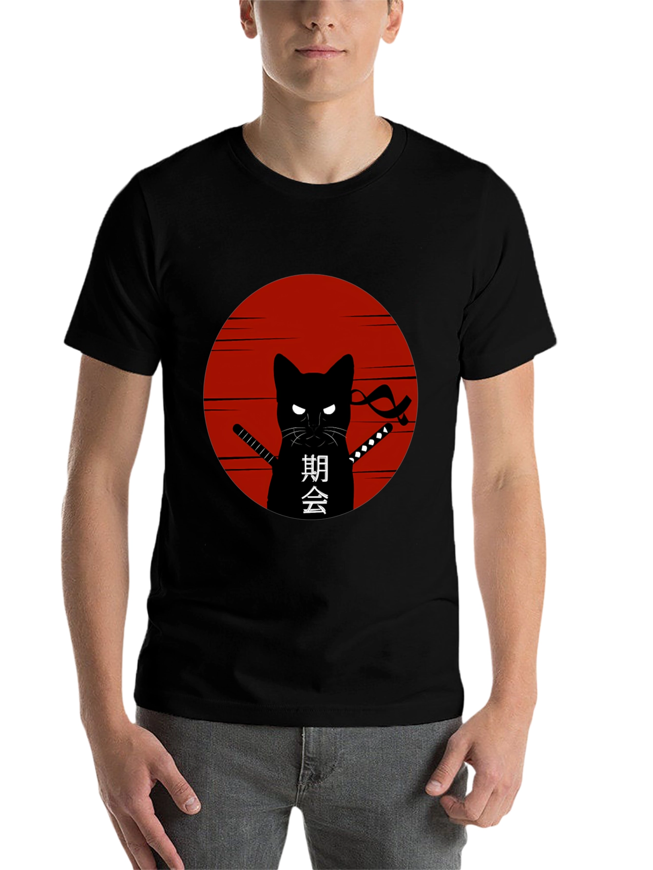 Black Ninja Cat Graphic T-Shirt view 7