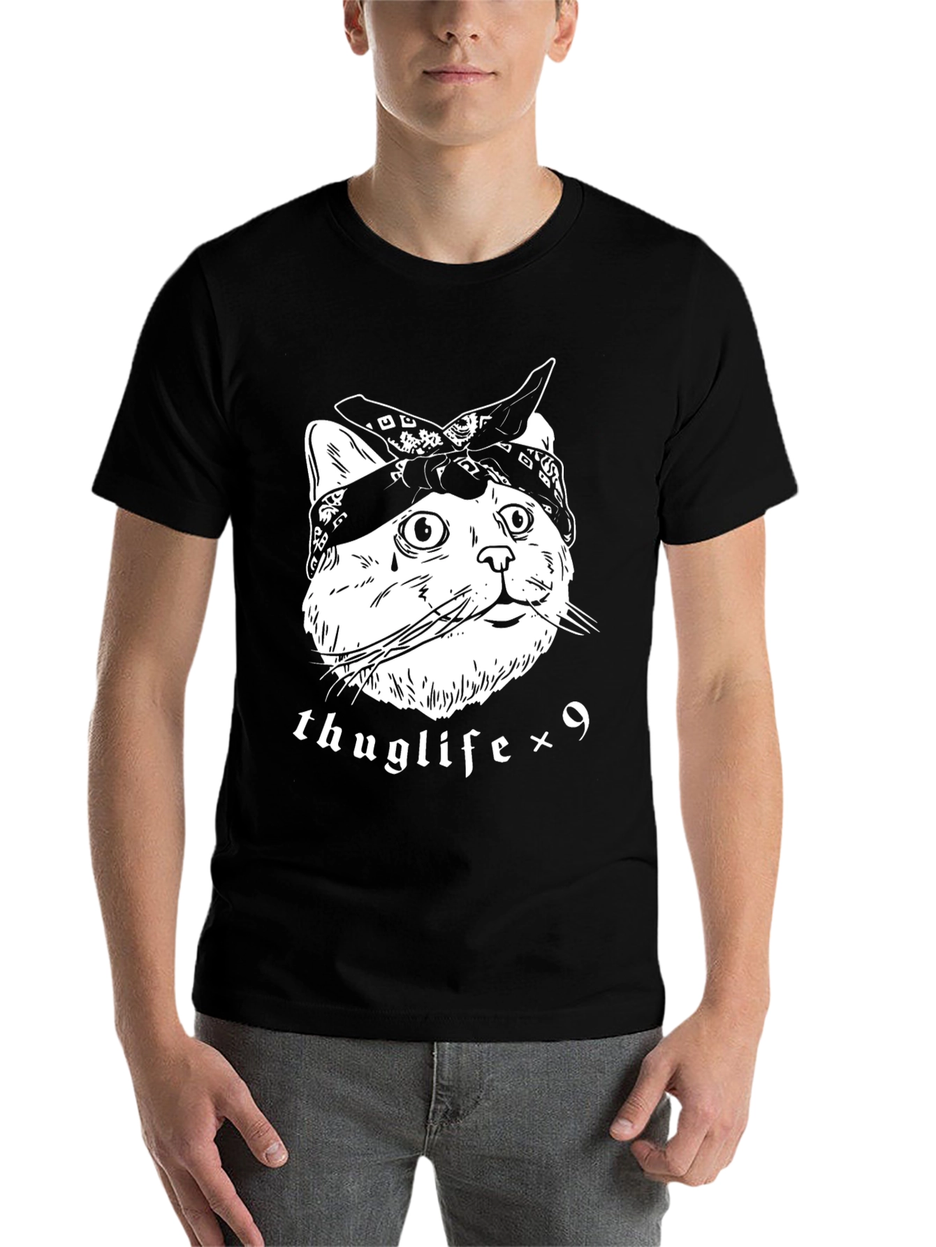 Black Thuglife Cat T-Shirt - Bandana Kitten Tee view 7
