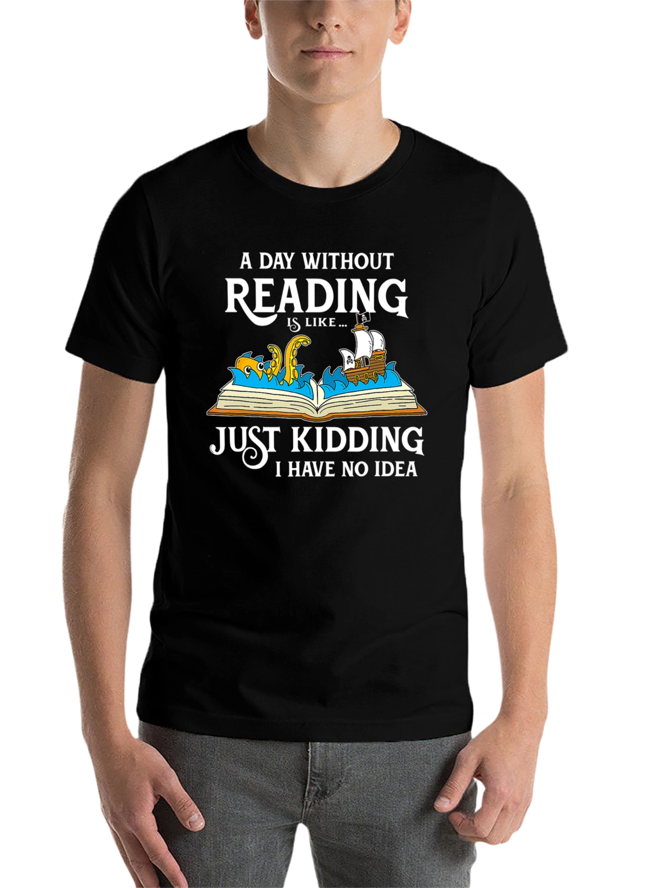 Black Reading Kraken Graphic Tee view 7