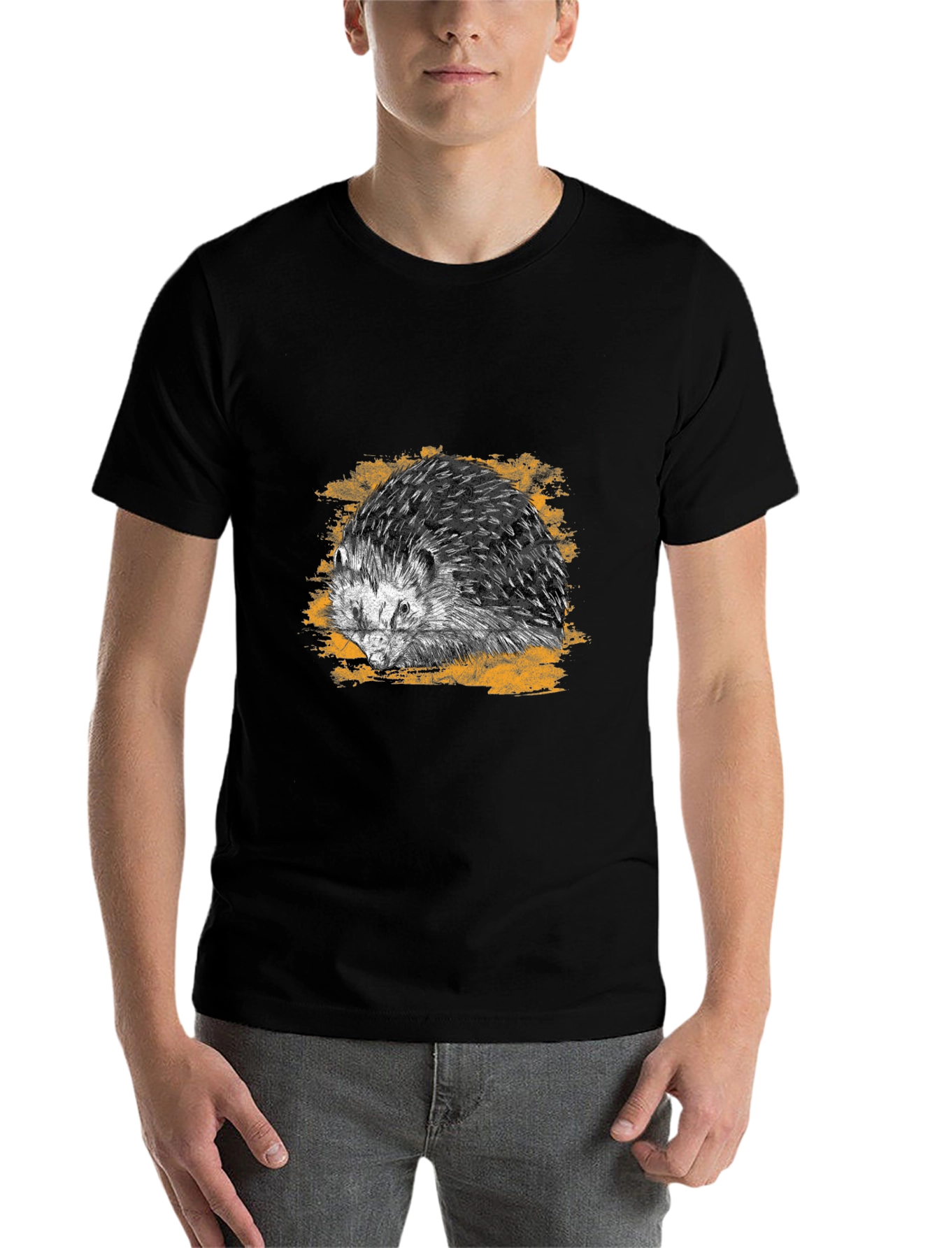 Black Hedgehog Graphic Tee - Cool Animal Print Shirt view 7