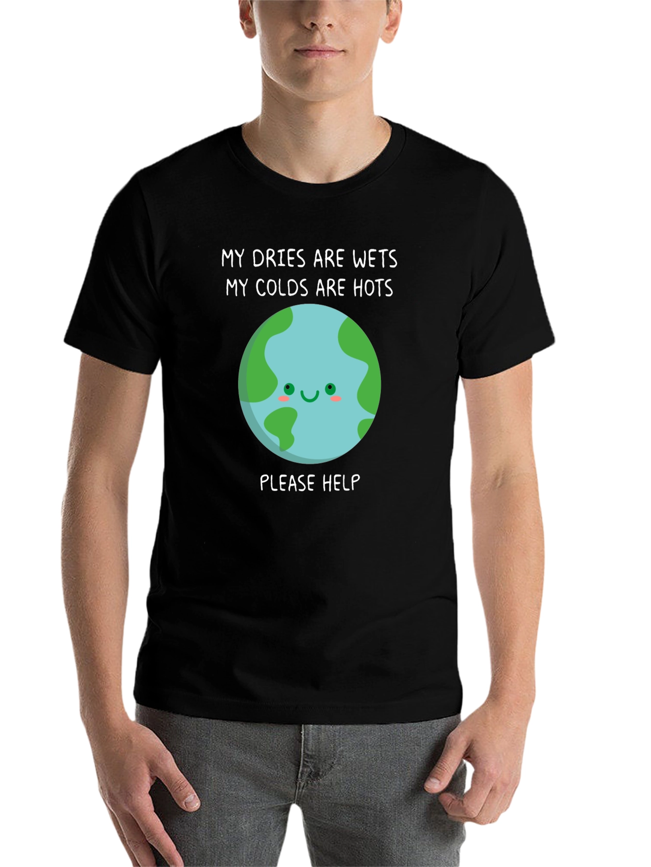 Black Earth Climate Change T-Shirt - 'Please Help' view 7