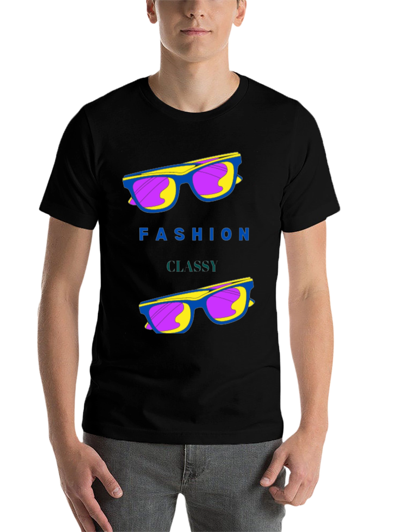Black Fashion Classy Sunglasses Graphic T-Shirt view 7