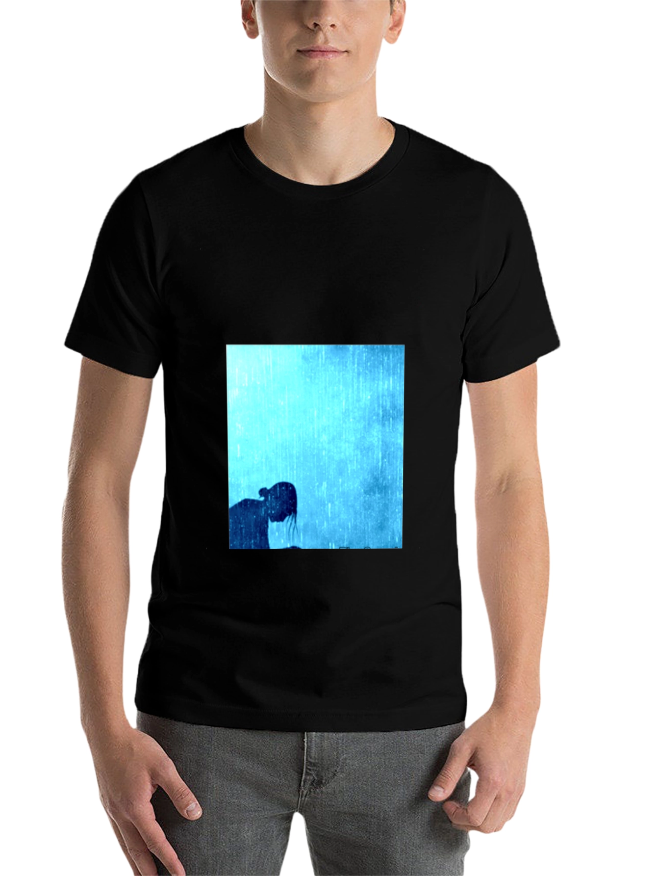 Black Rainy Day Silhouette Graphic Tee - Black view 7