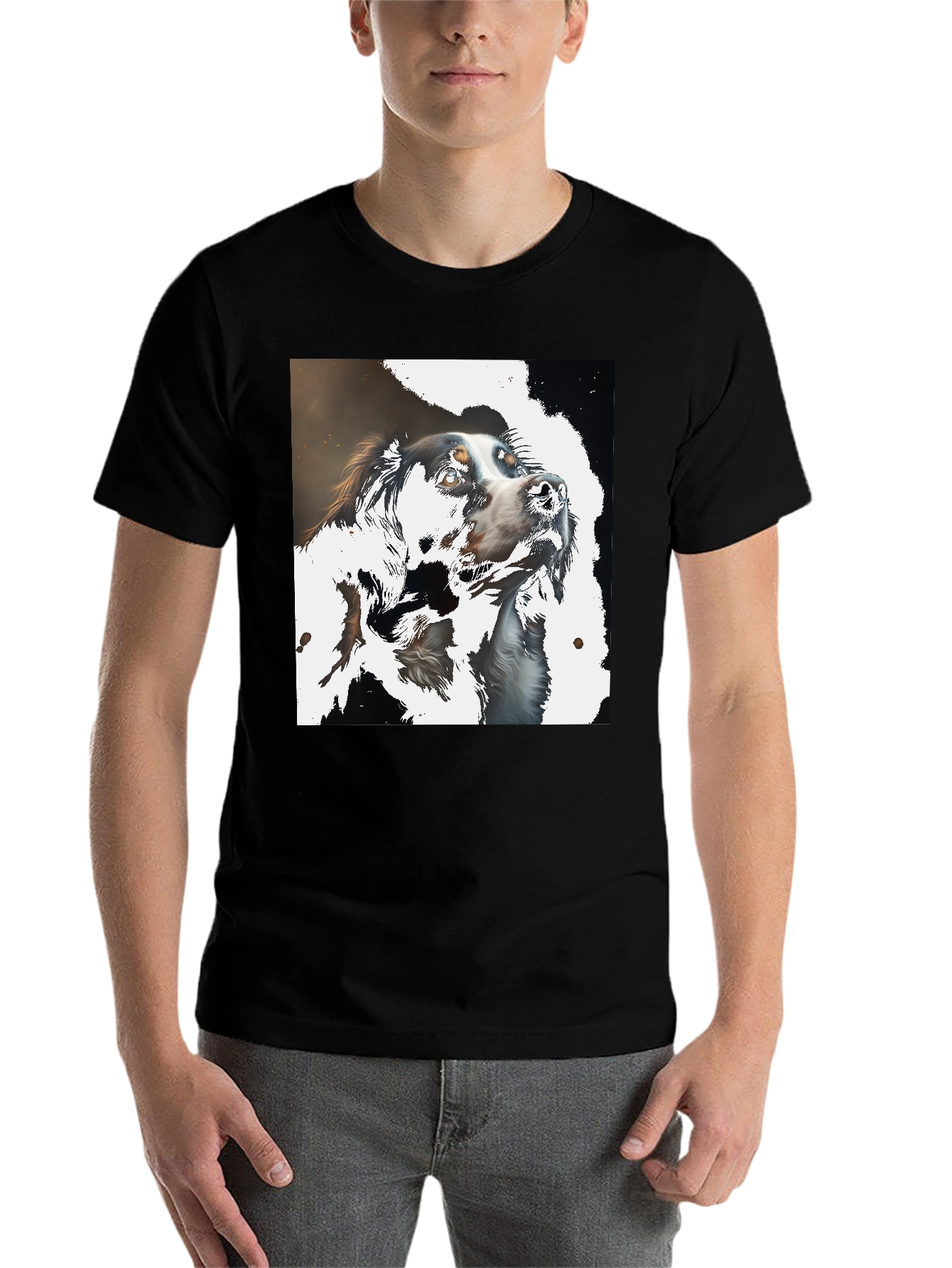 Black Dog Art T-Shirt - Stylish Canine Graphic Tee view 7
