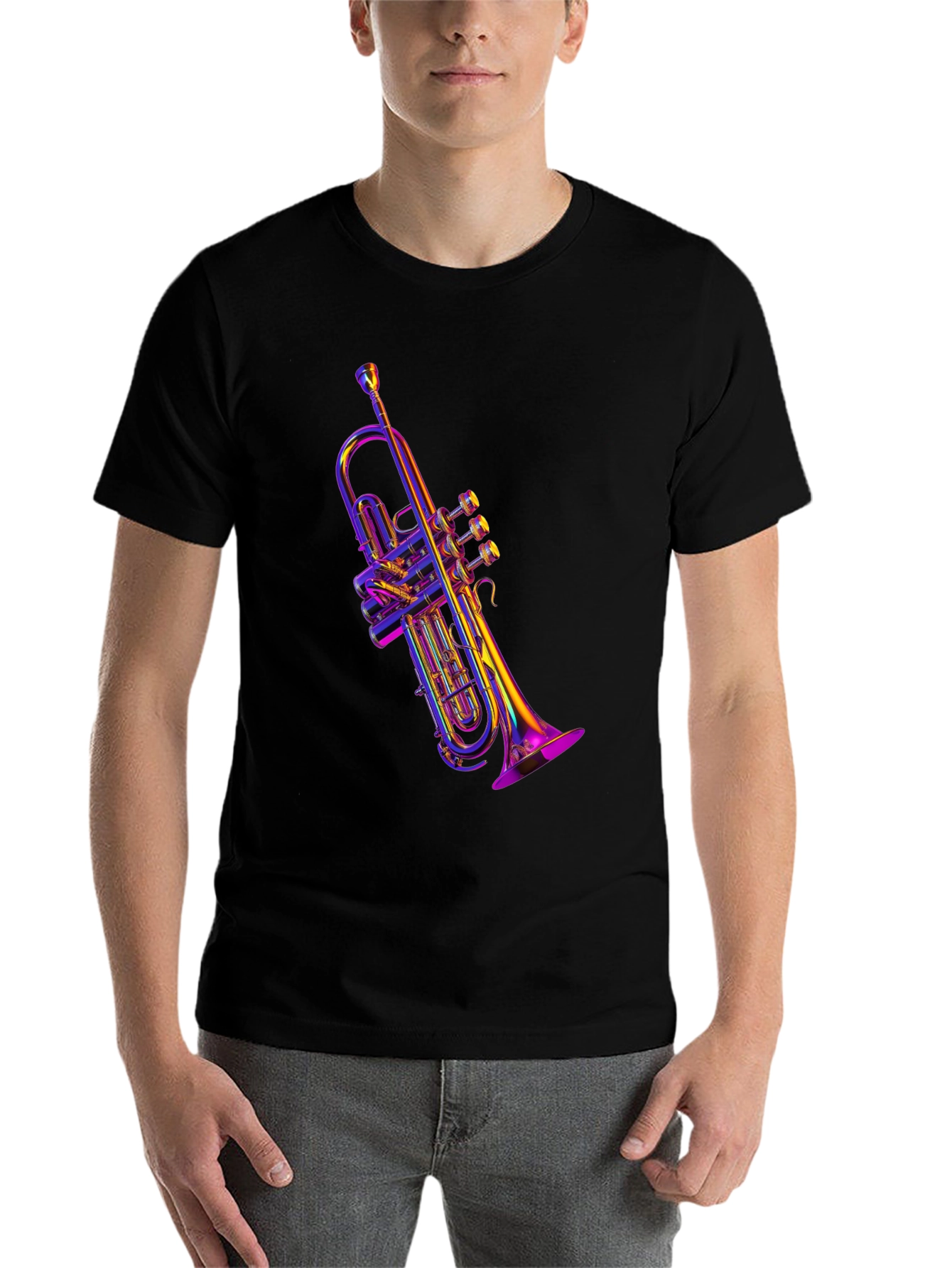 Black Neon Trumpet Graphic Tee - Musical Style view 7