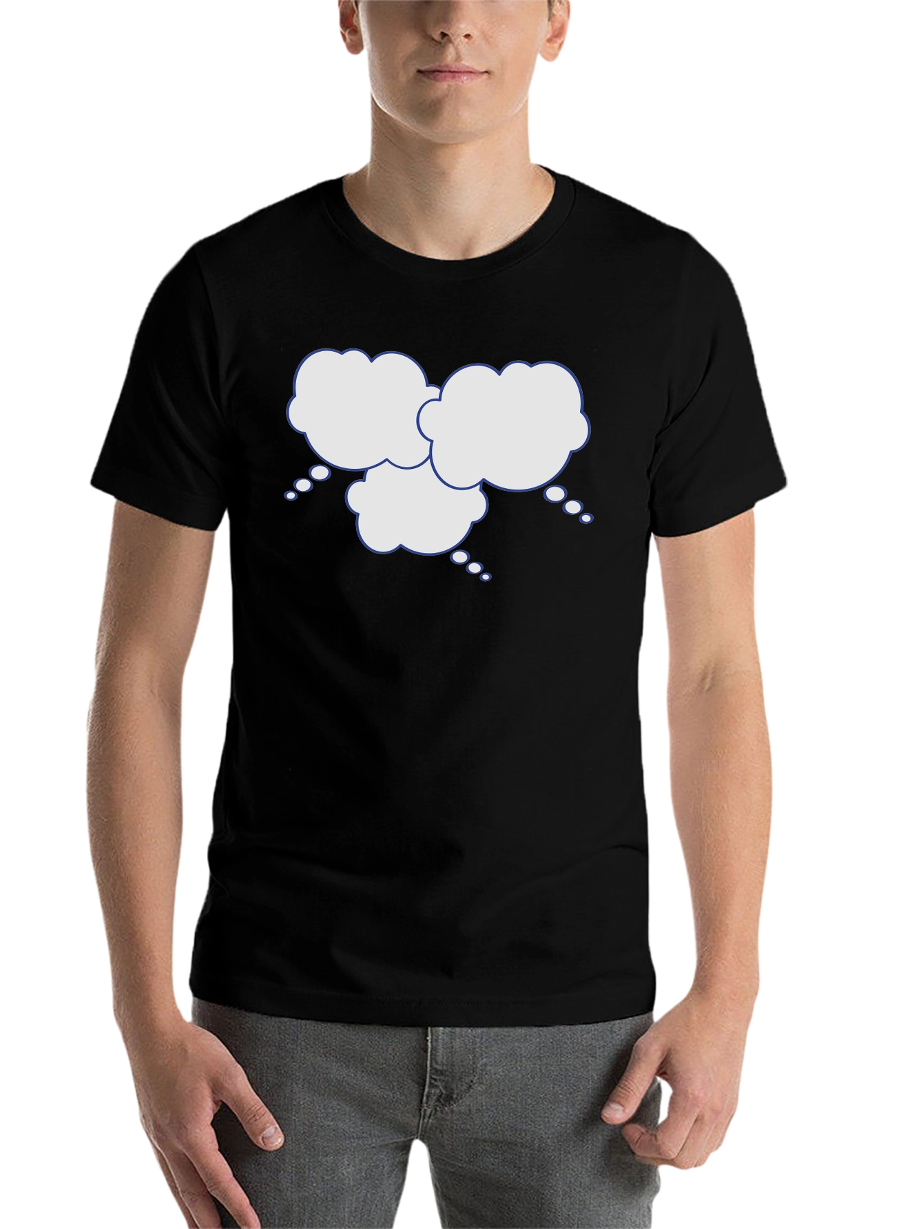 Black Black T-Shirt with Thinking Cloud Graphic view 7