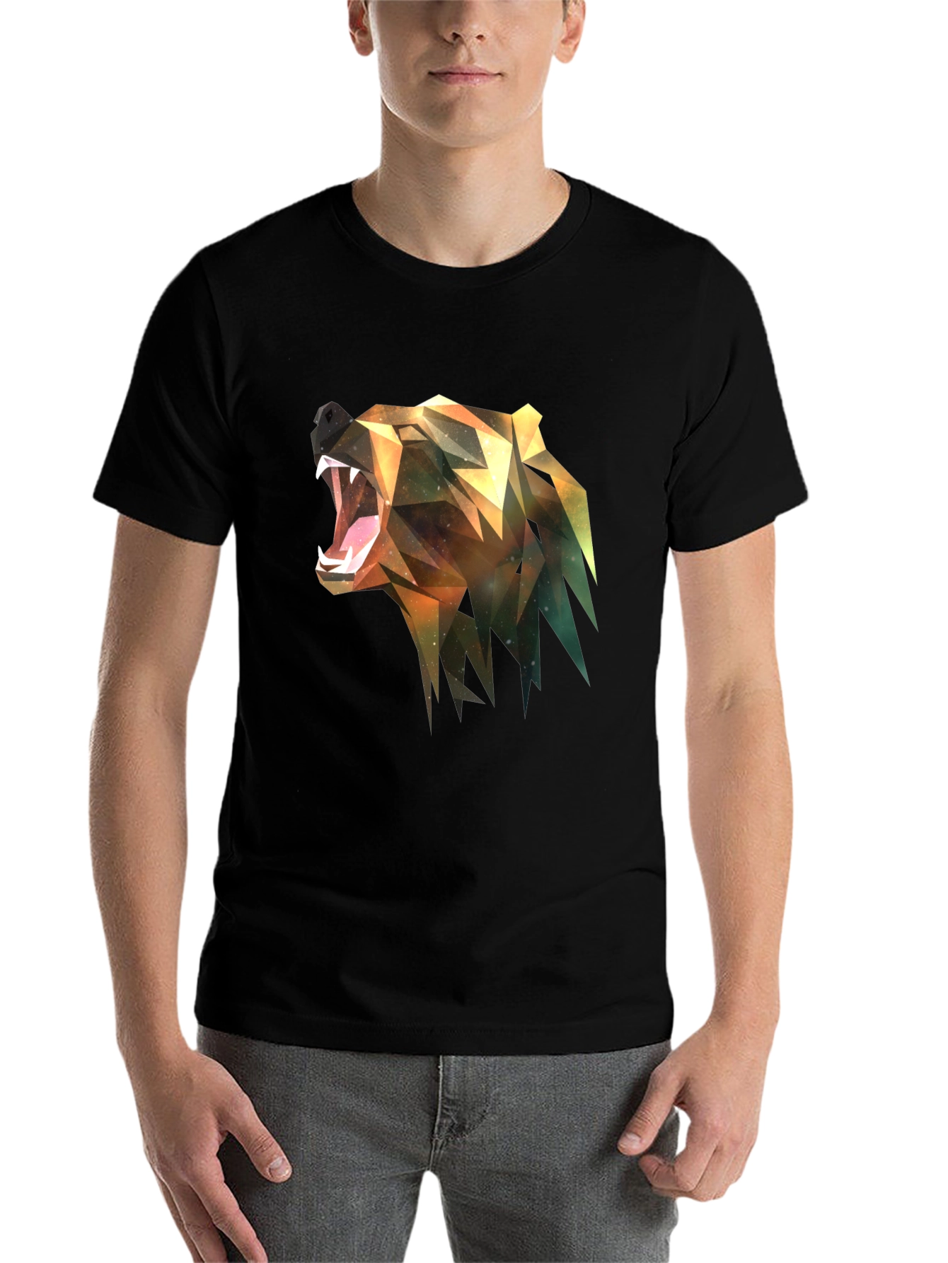 Black Geometric Bear Graphic Tee - Modern Streetwear view 7