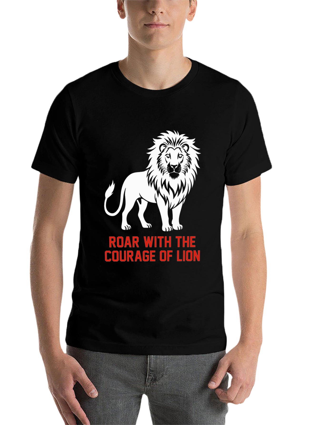 Black Courage of Lion Graphic T-Shirt view 7